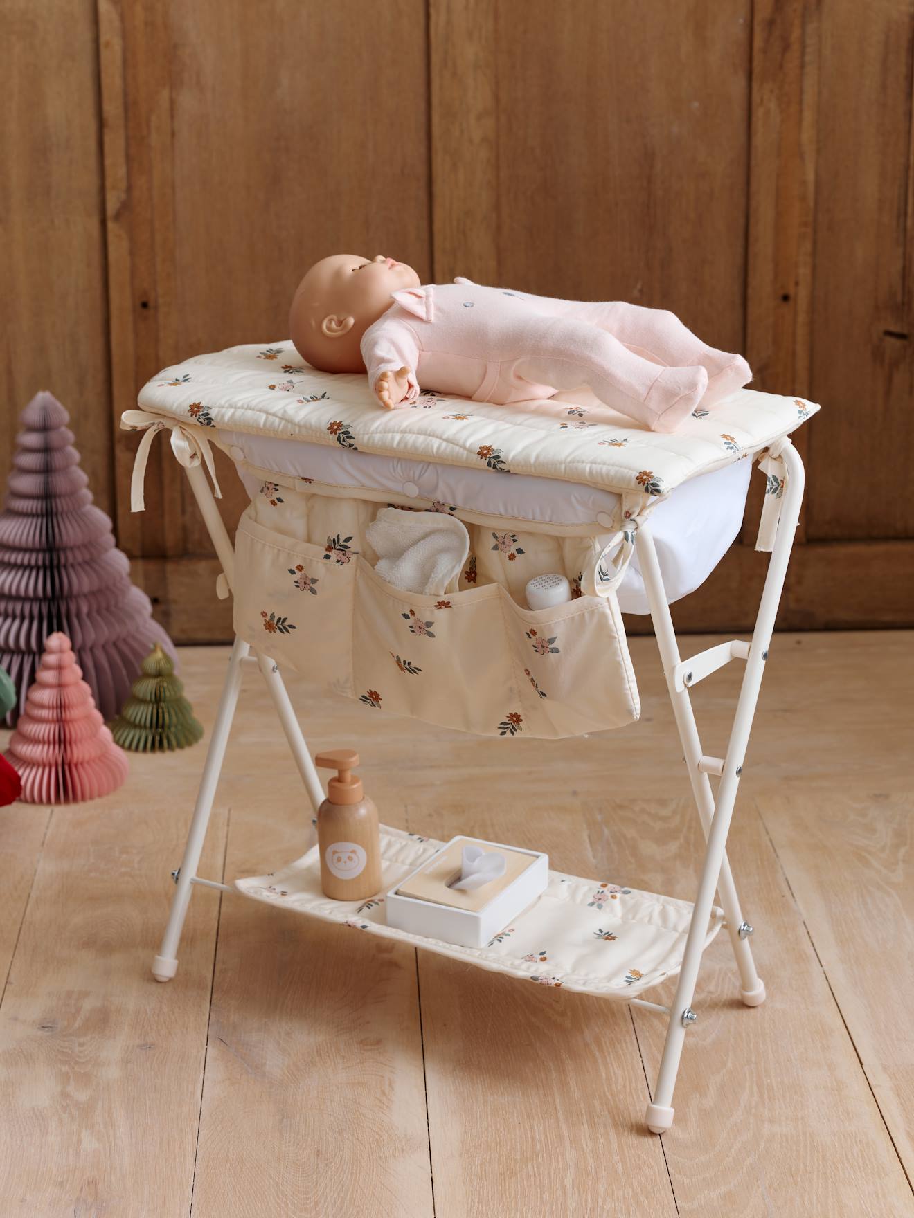 2-in-1 luiertafel voor metalen poppen ecru afbeelding