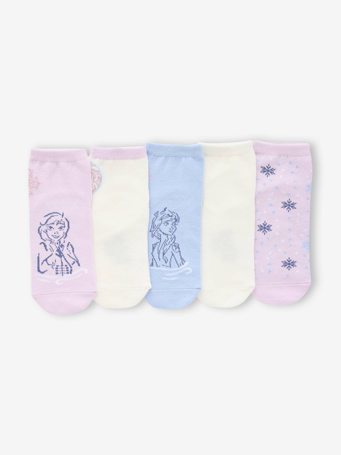 Set van 5 paar Disney® REINE DES NEIGES enkelsokken lila (poederkleur) afbeelding