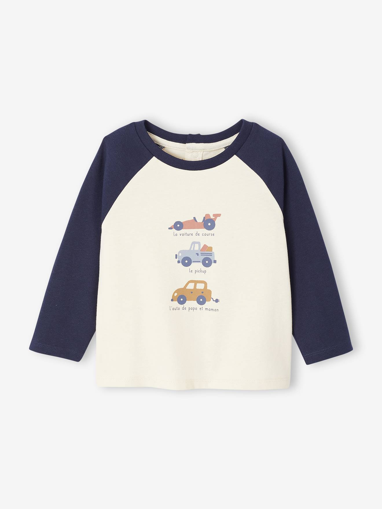 T-shirt baby met lange mouwen en een geplaatste print aan de voorkant marineblauw afbeelding