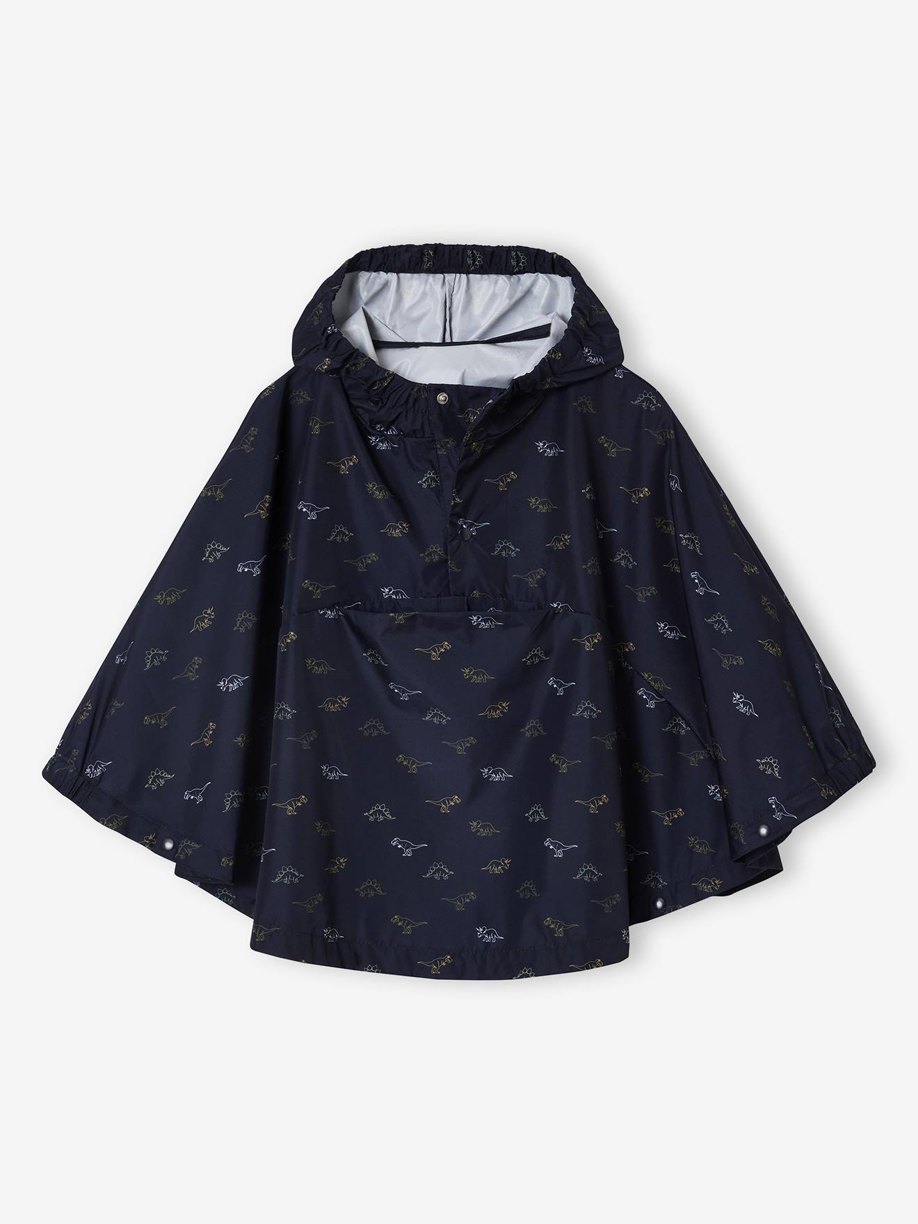 Regenjas met capuchon voor jongens met dinosaurusprint indigoblauw afbeelding