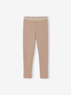 Meisje-Legging-Gevoerde meisjes legging van fleece met een print van glinsterende sterren