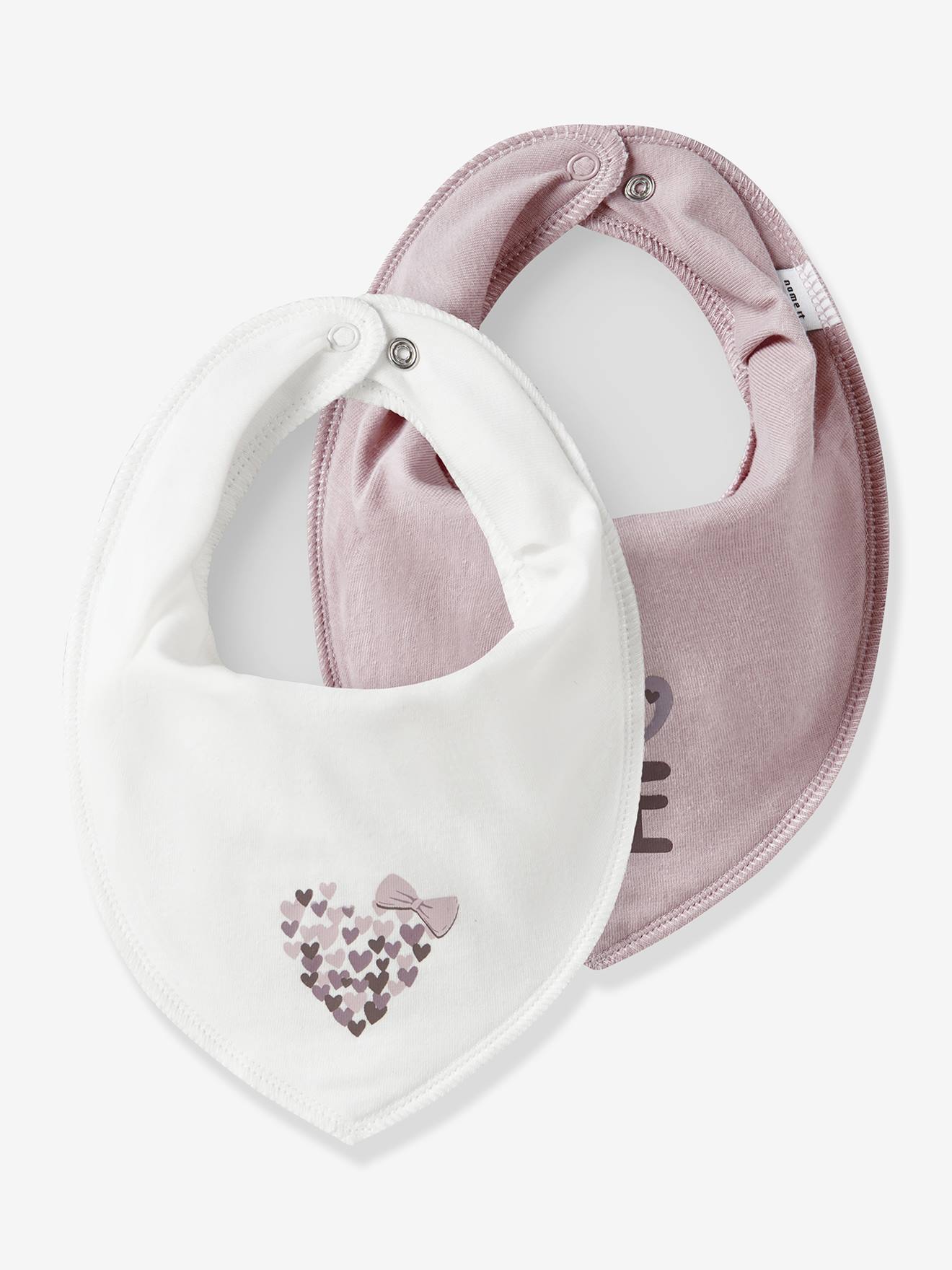 Set van 2 slabbetjes met drukknoop baby NAME IT pioenroos