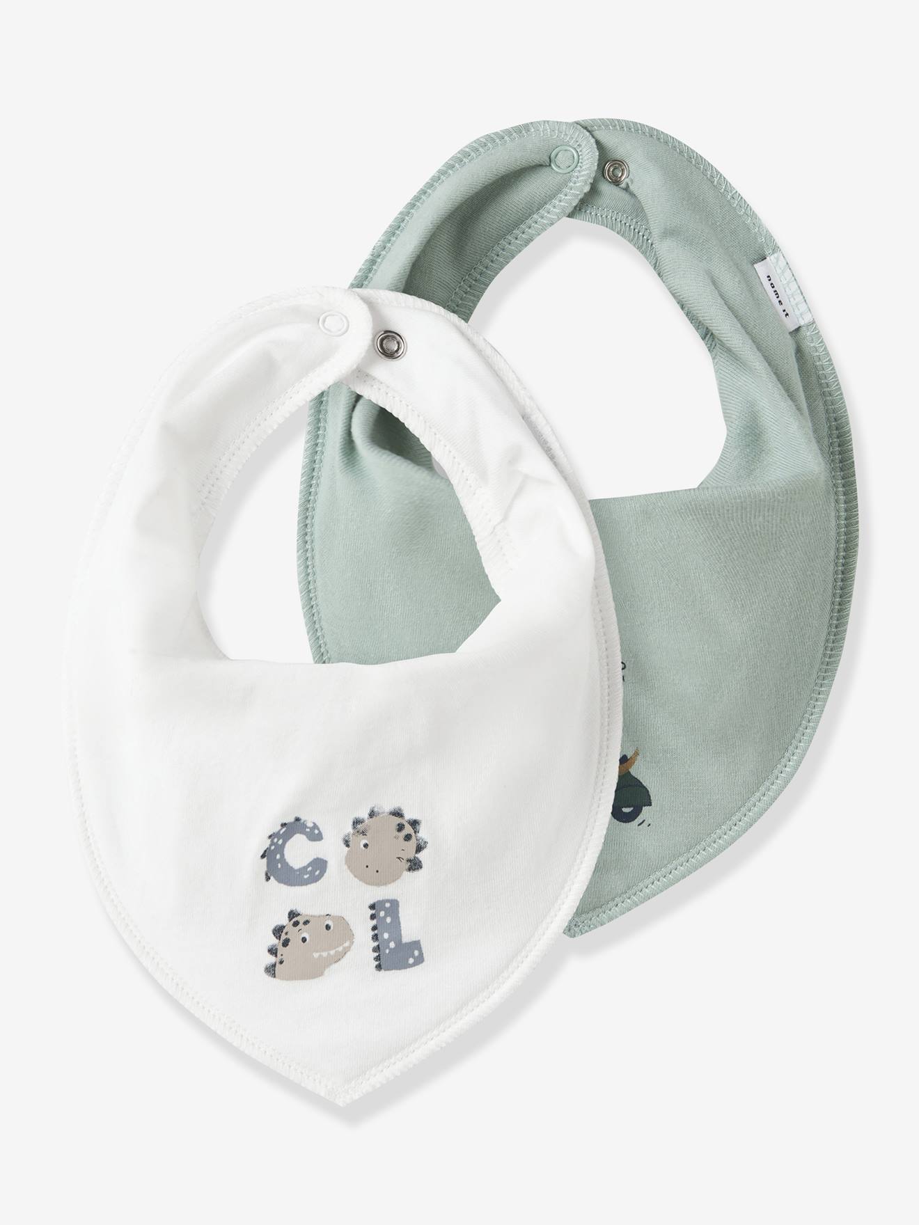 Set van 2 slabbetjes voor pasgeborenen engels groen afbeelding