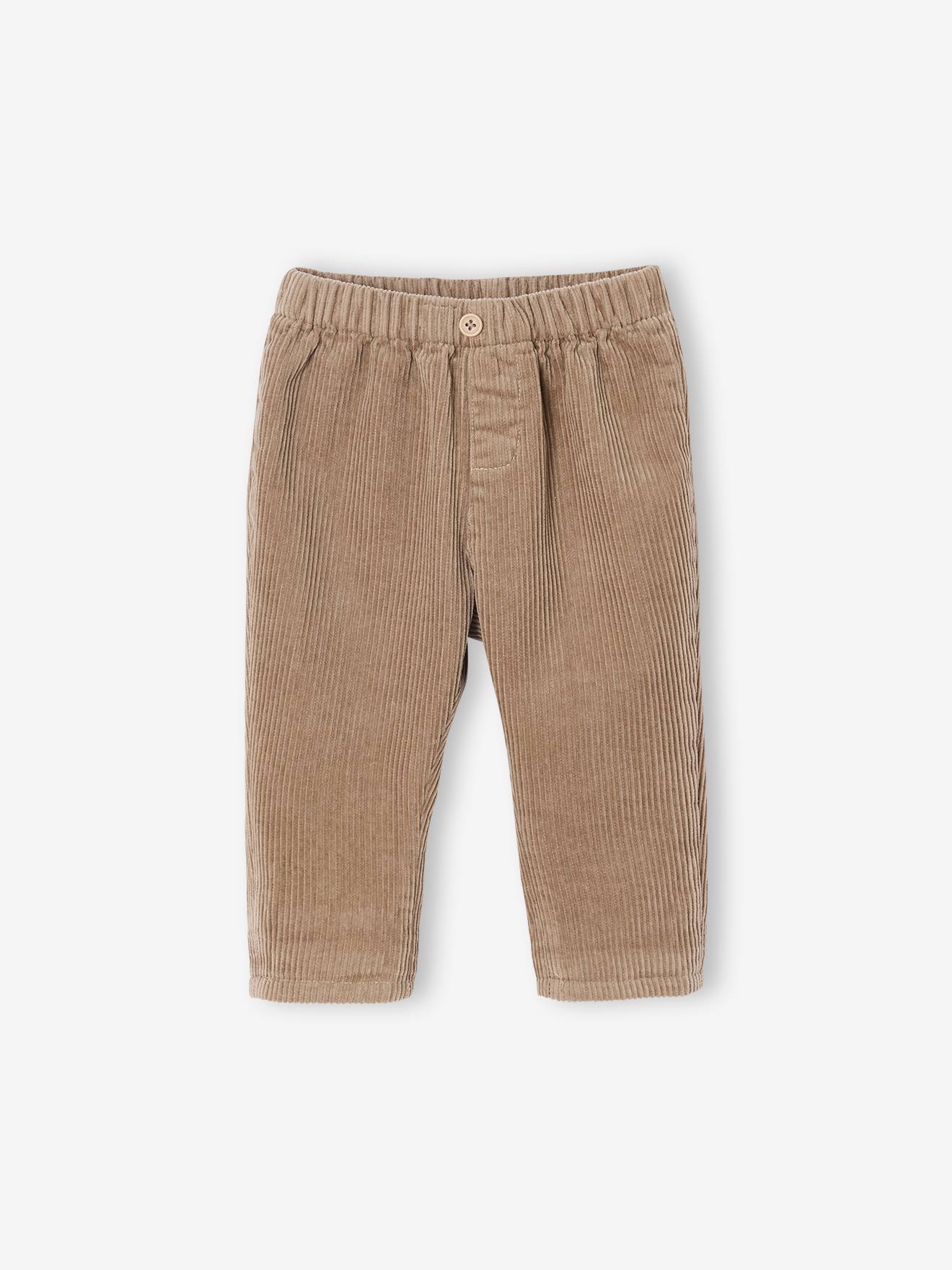 Broek in fluweel / velours voor pasgeborenen beige afbeelding
