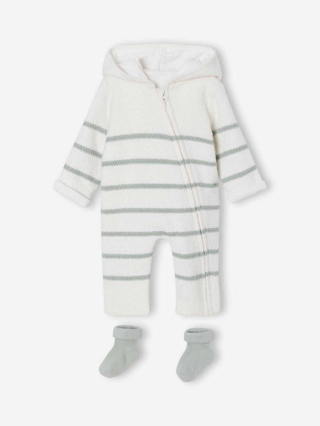 Babypakje in tricot + sokken saliegroen afbeelding