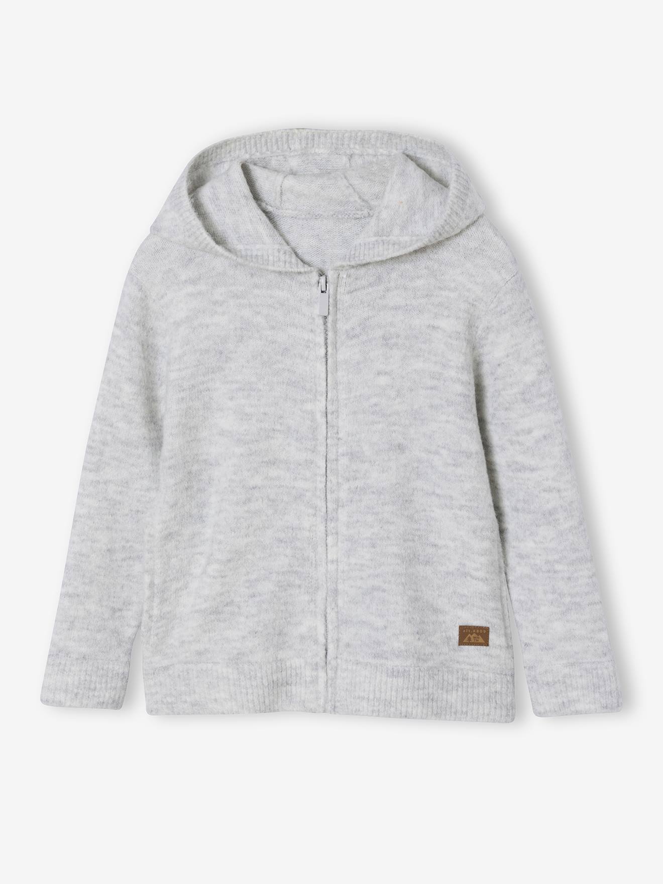 Sweater met rits en capuchon voor jongens gemêleerd grijs afbeelding
