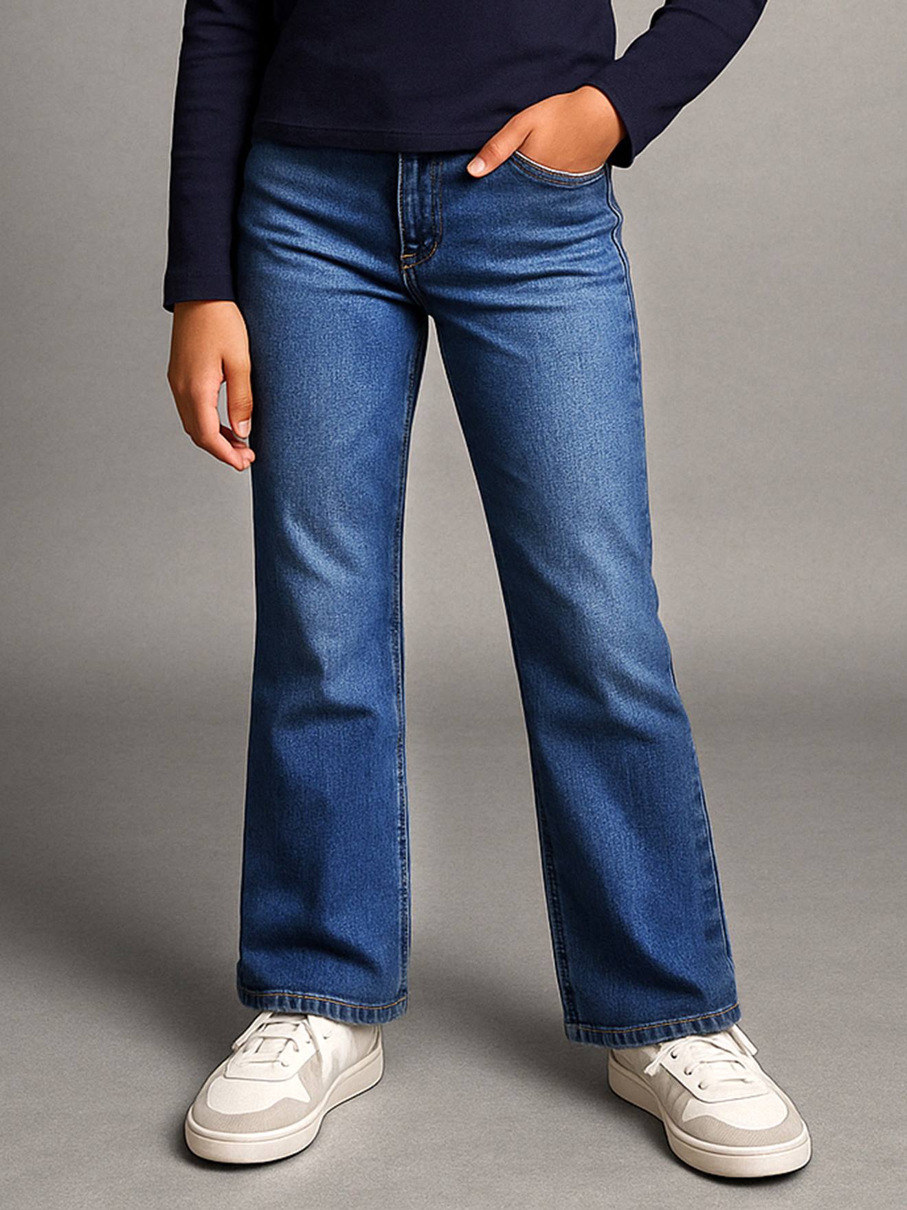 Flare jeans voor meisjes JONEN middenblauw afbeelding
