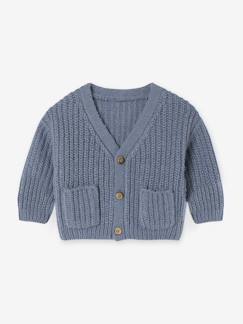 Baby-Trui, vest, sweater-Vest-Babyvestje met V-hals van grof gebreide stof