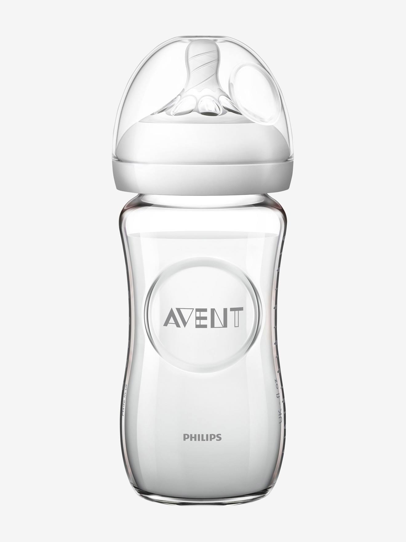 Glazen flesje 240 ml Philips AVENT Natural zonder BPA transparant