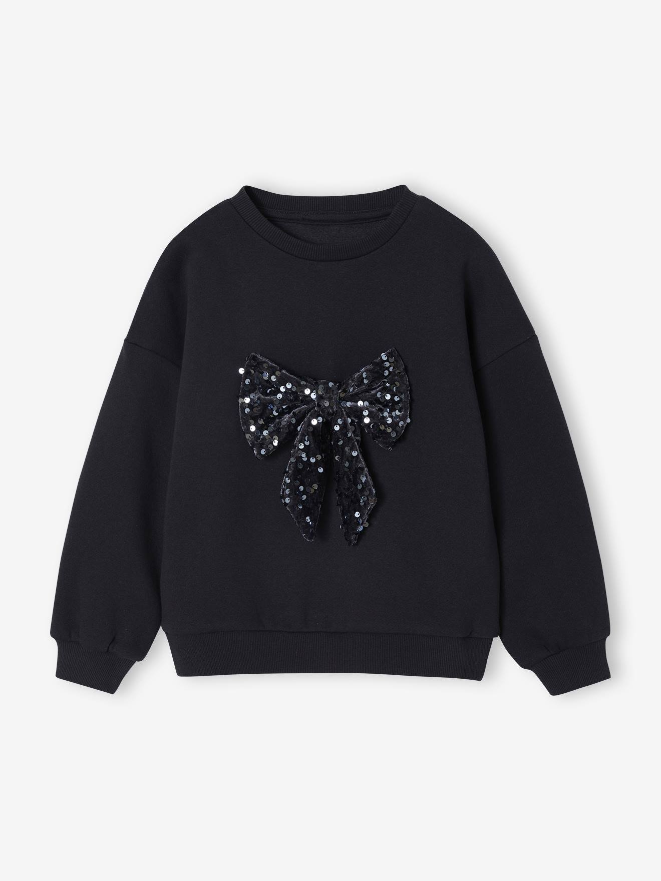 Kerstsweater voor meisjes met lovertjes antraciet afbeelding