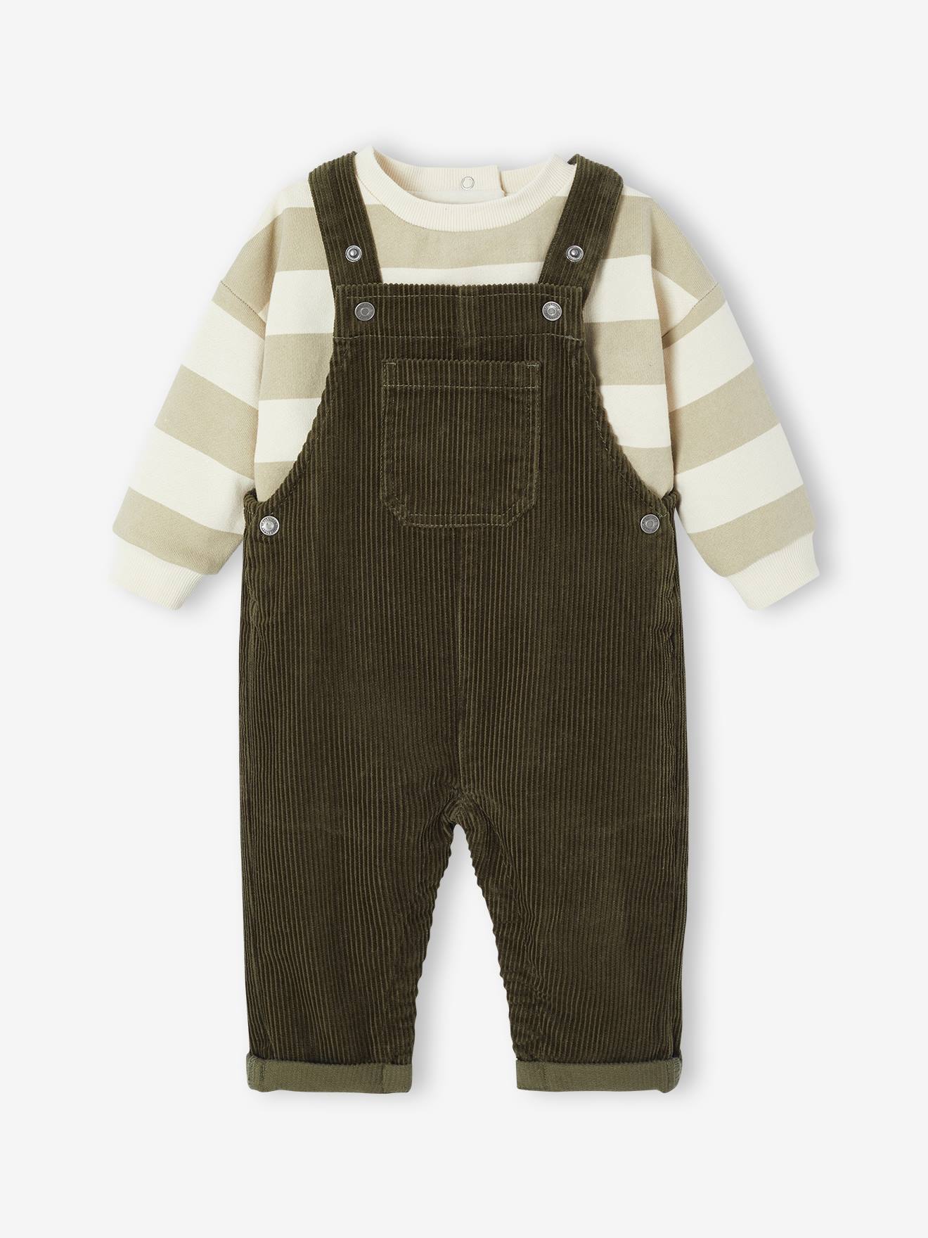 Babyset sweater + salopet kaki afbeelding