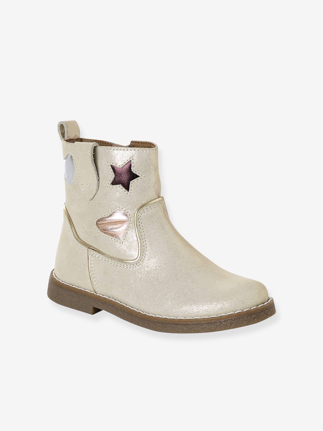Leren laarzen voor meisjes, kleutercollectie goud afbeelding