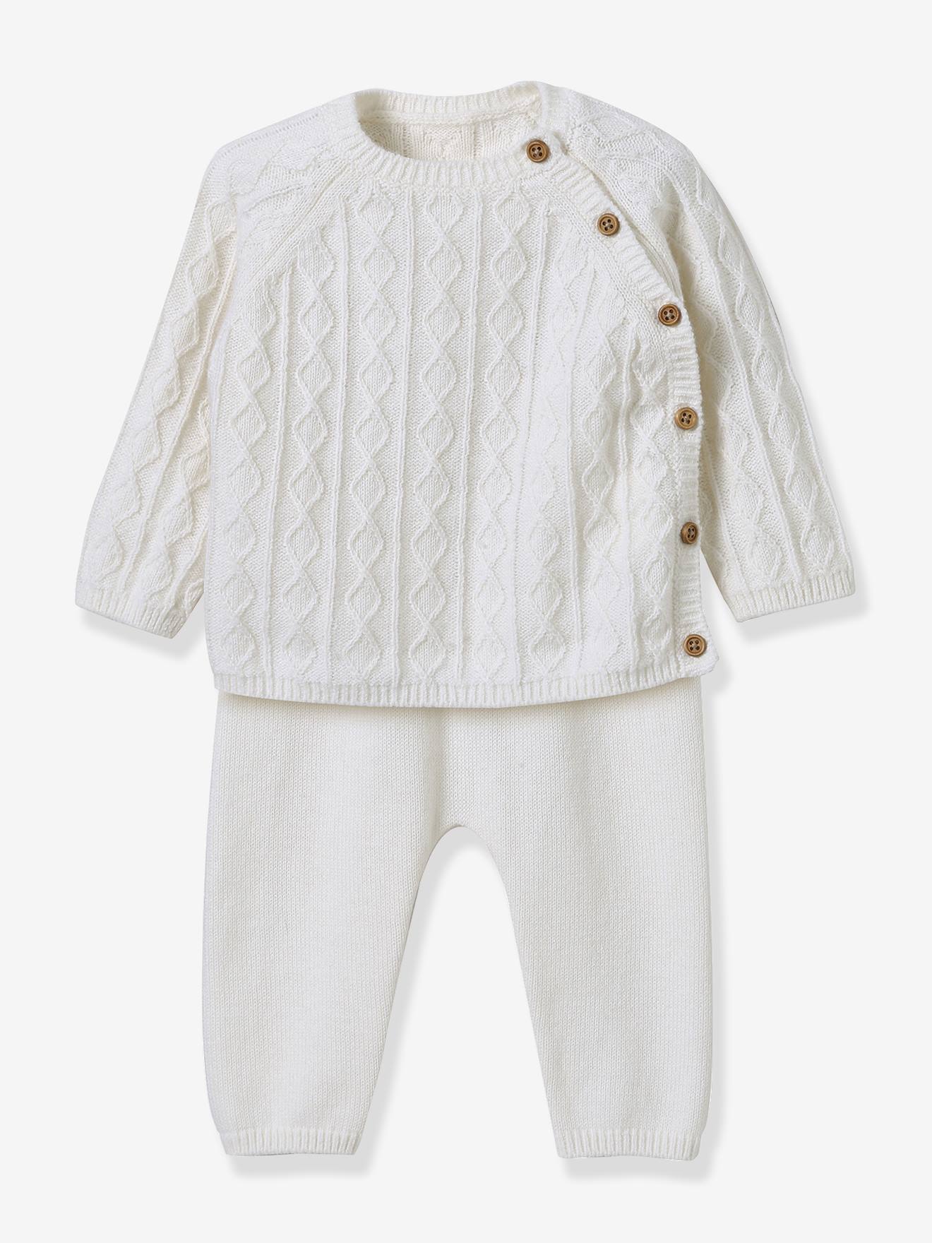 Babyset van wol CYRILLUS ecru afbeelding