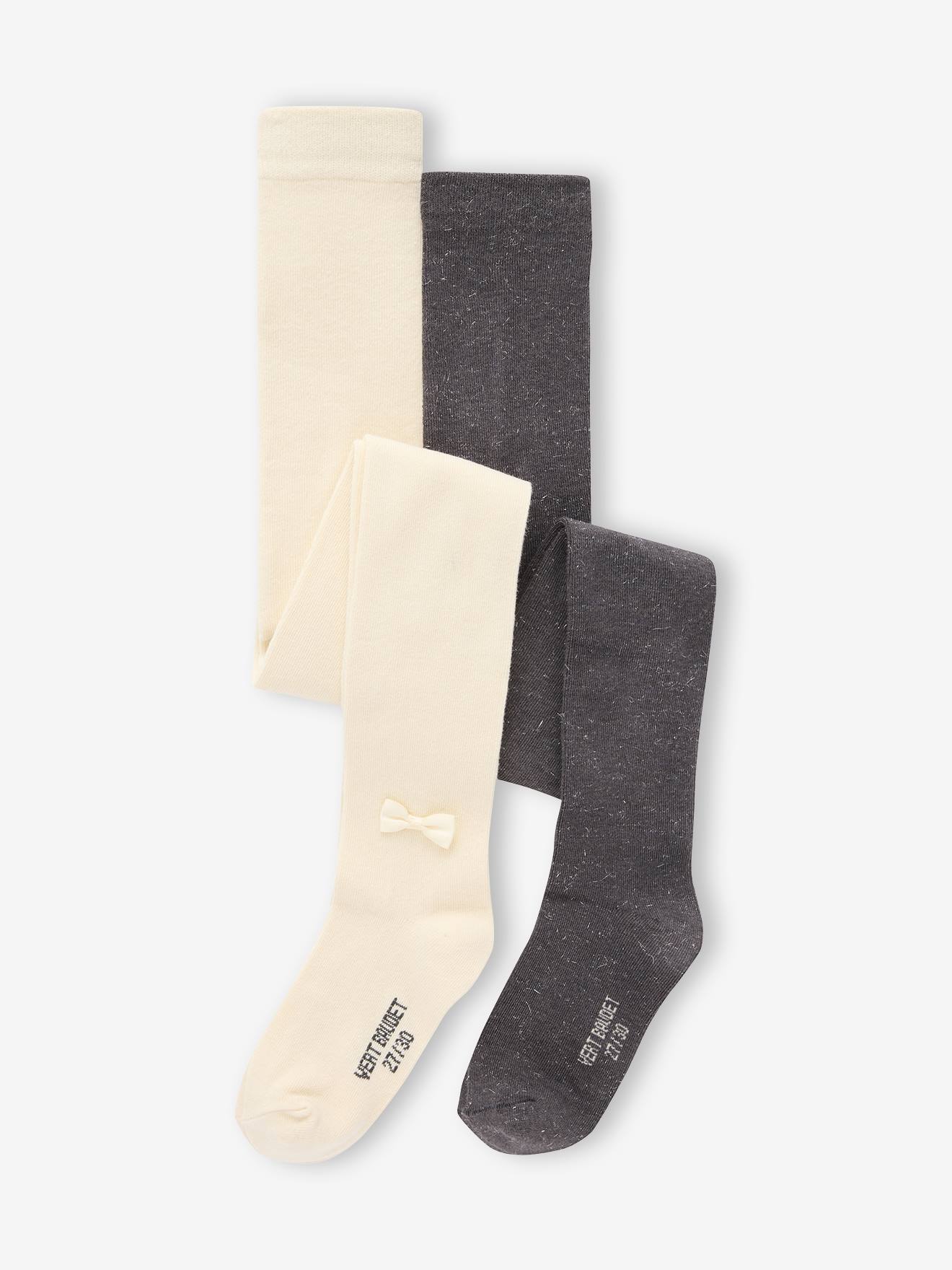 Set van 2 paar panty's voor meisjes, speciaal voor feestdagen ecru