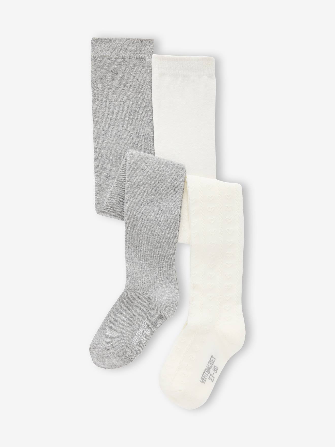 Set van 2 paar panty's voor meisjes gemêleerd grijs afbeelding