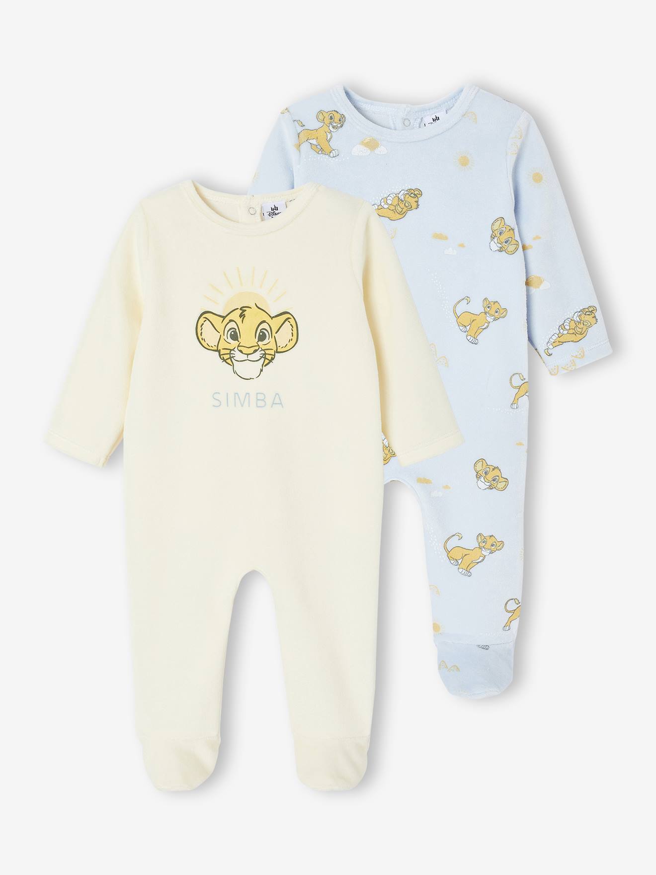 Set van 2 babyslaappakjes Disney® ROI LION van fluweel / velours hemelsblauw afbeelding