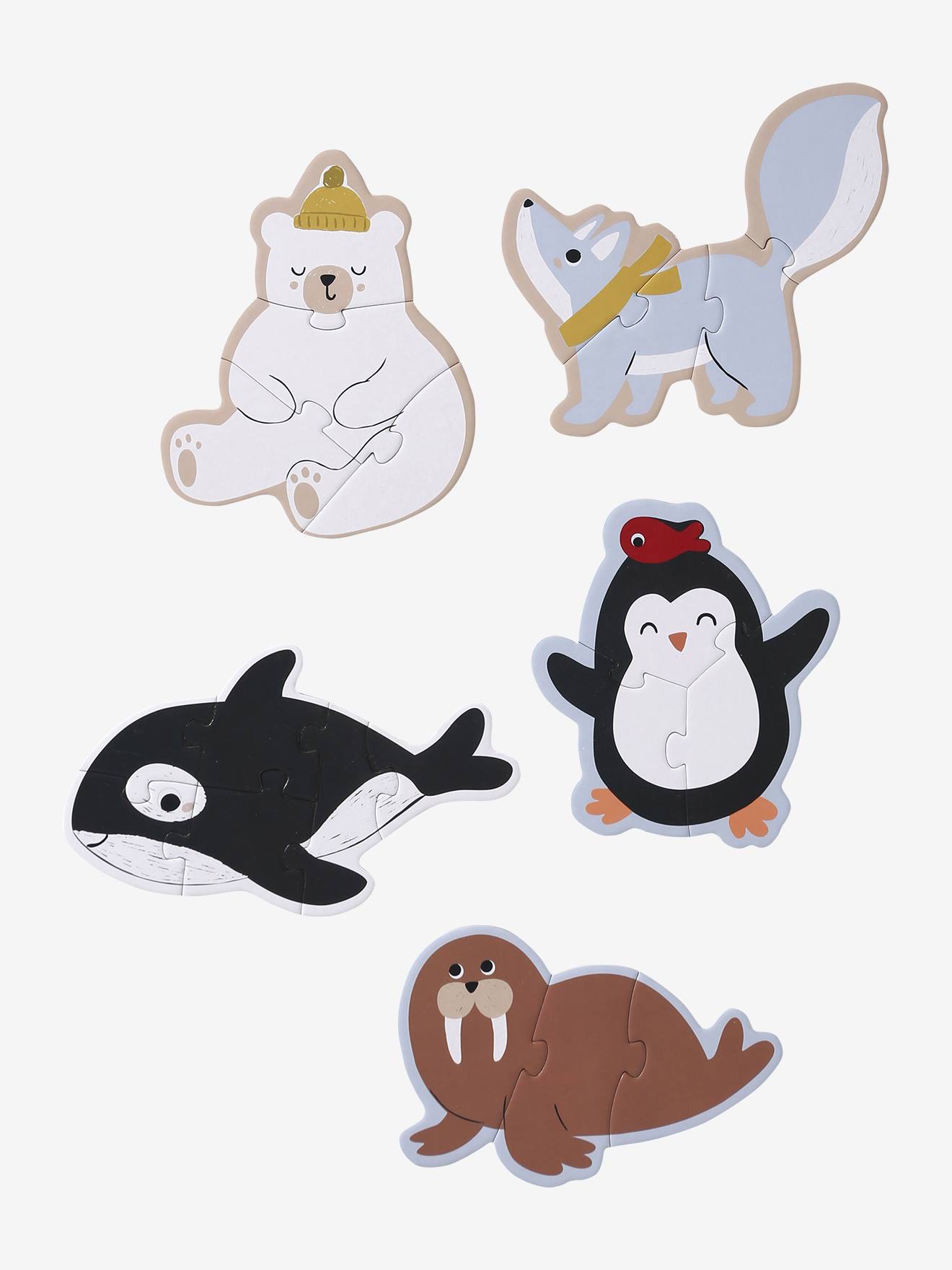 5 kartonnen puzzels 3 tot 6 stukjes Savannah wit