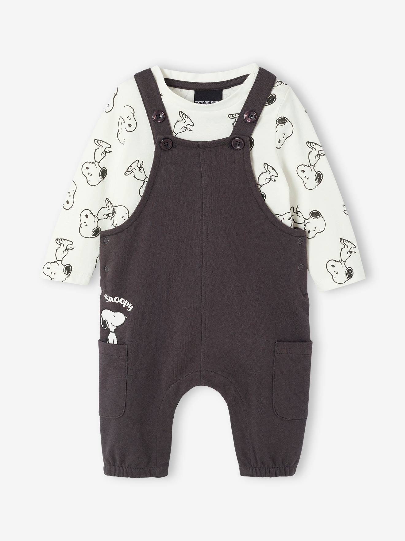 Babyset met shirt + salopet Peanuts® SNOOPY antraciet afbeelding