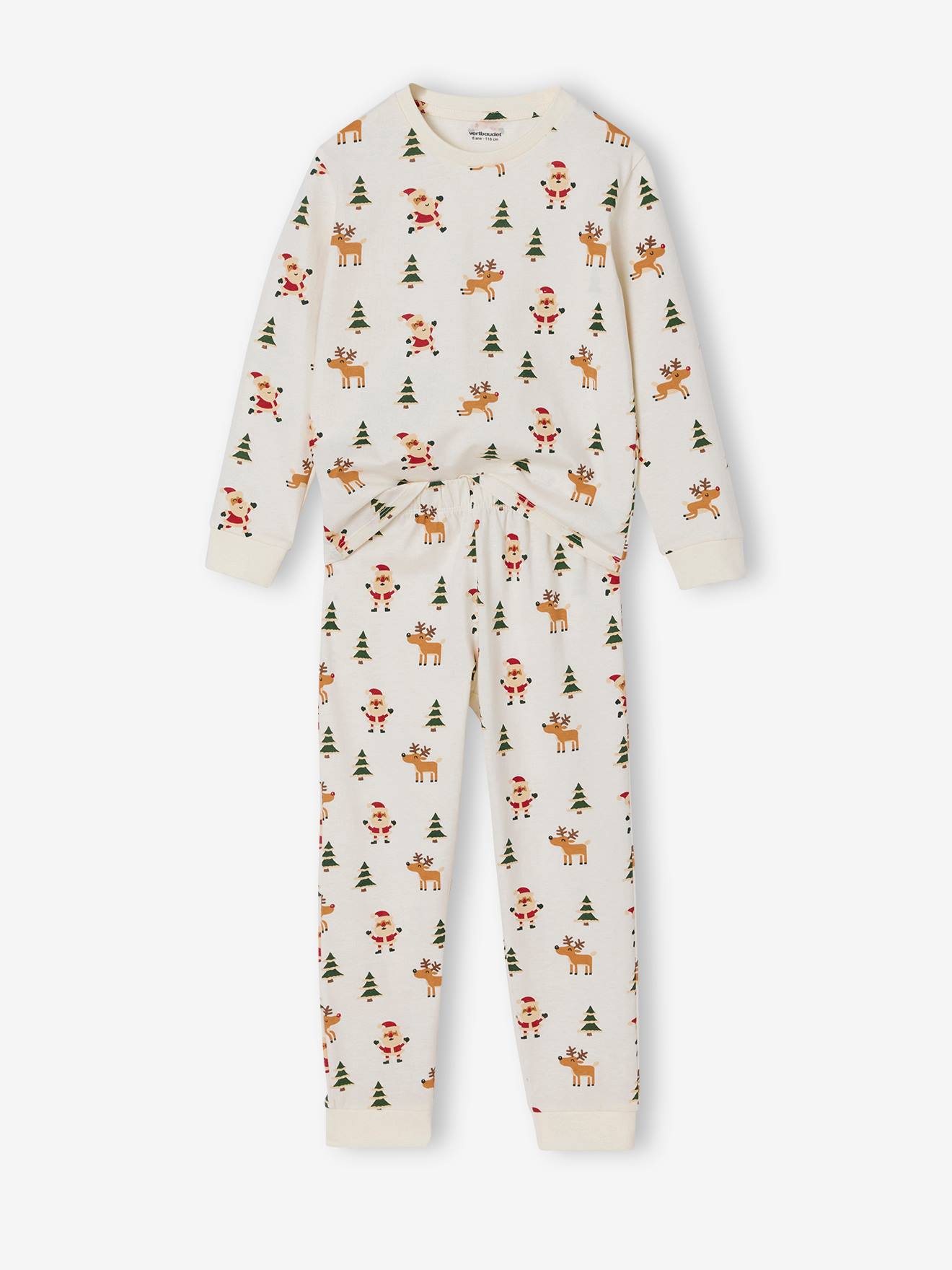 Kerst pyjama met all-over print voor jongens ecru afbeelding