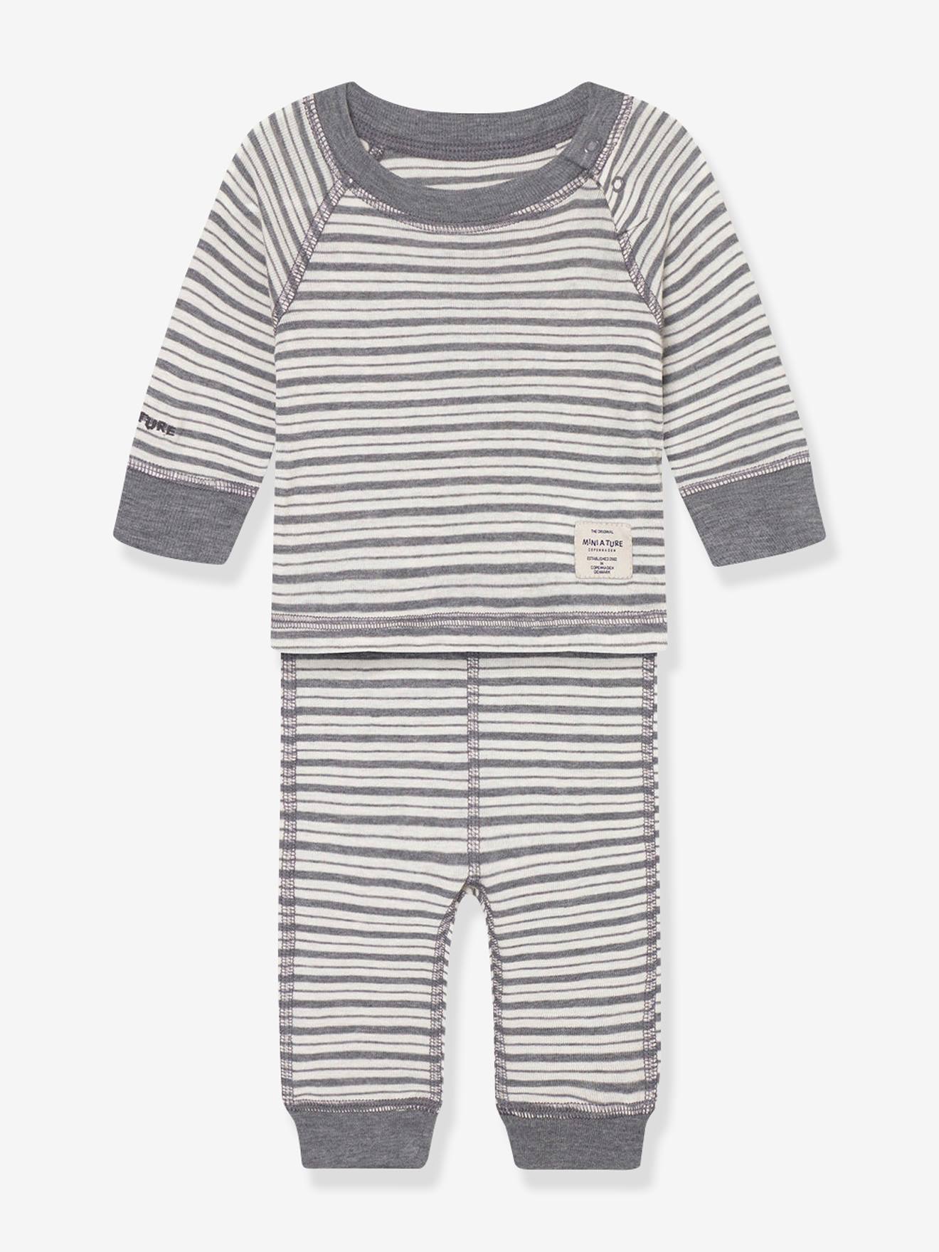 Babykleding grijs, gestreept