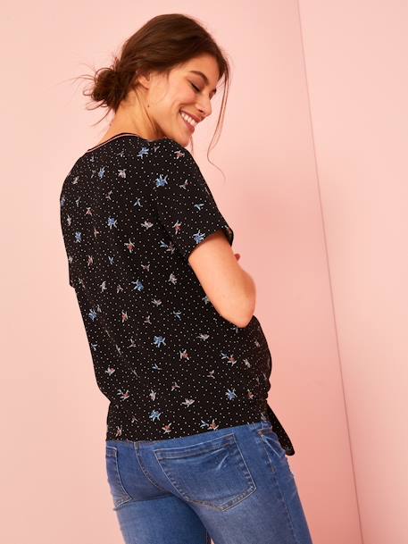 Geknoopt zwangerschapsshirt ZWART DONKER HELEMALL BEDRUKT - vertbaudet enfant 