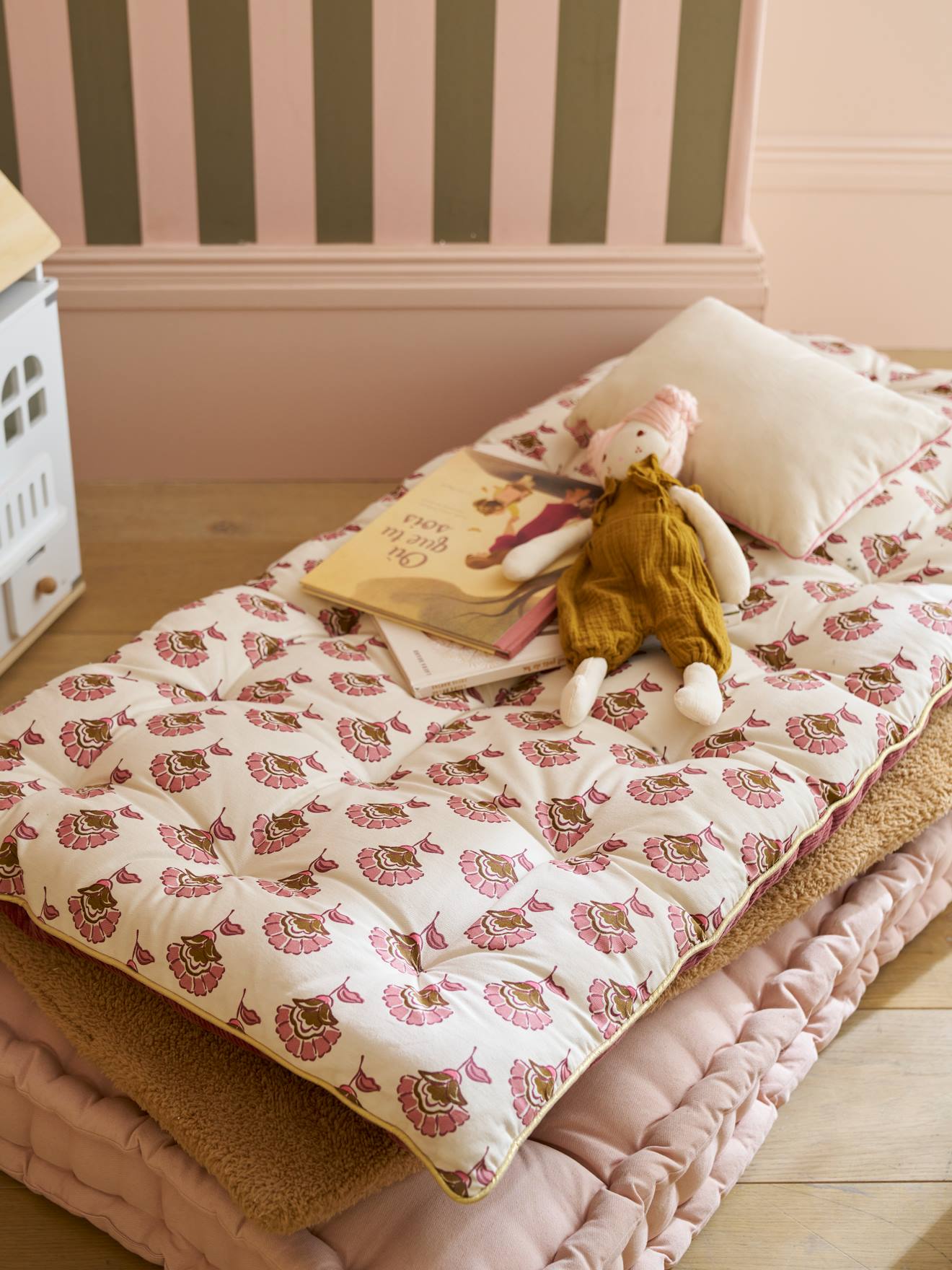 Bi-materiaal vloermatras met bloemen/velours Arizona rozen afbeelding