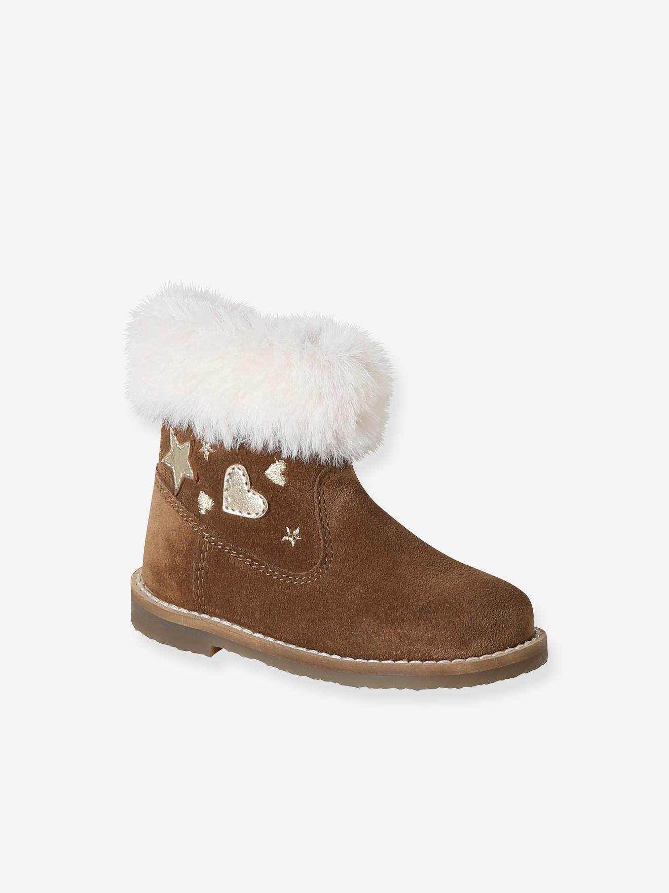 Babyboots van leer, gevoerd en met ritssluiting bruin afbeelding
