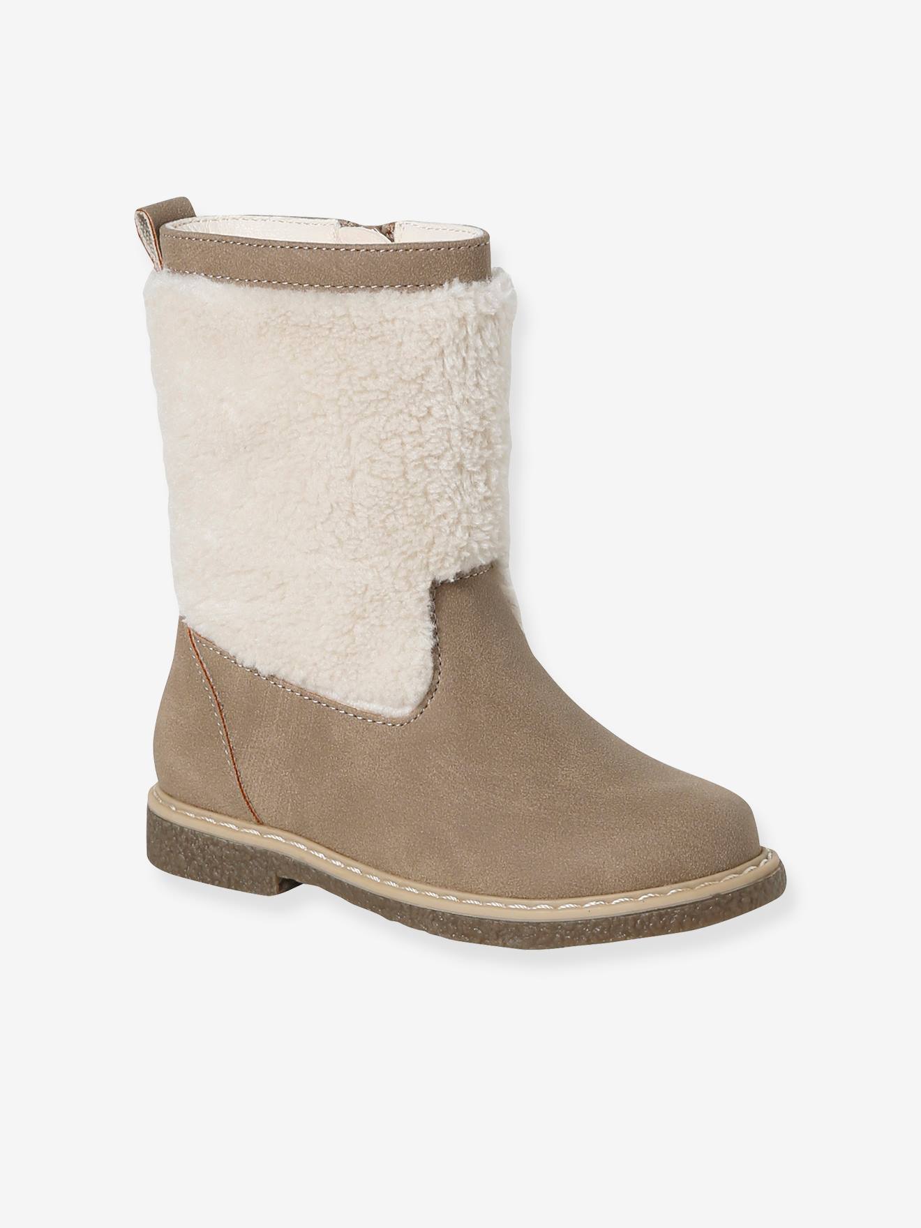 Gevoerde laarzen met rits voor meisjes uit de kleutercollectie taupe afbeelding