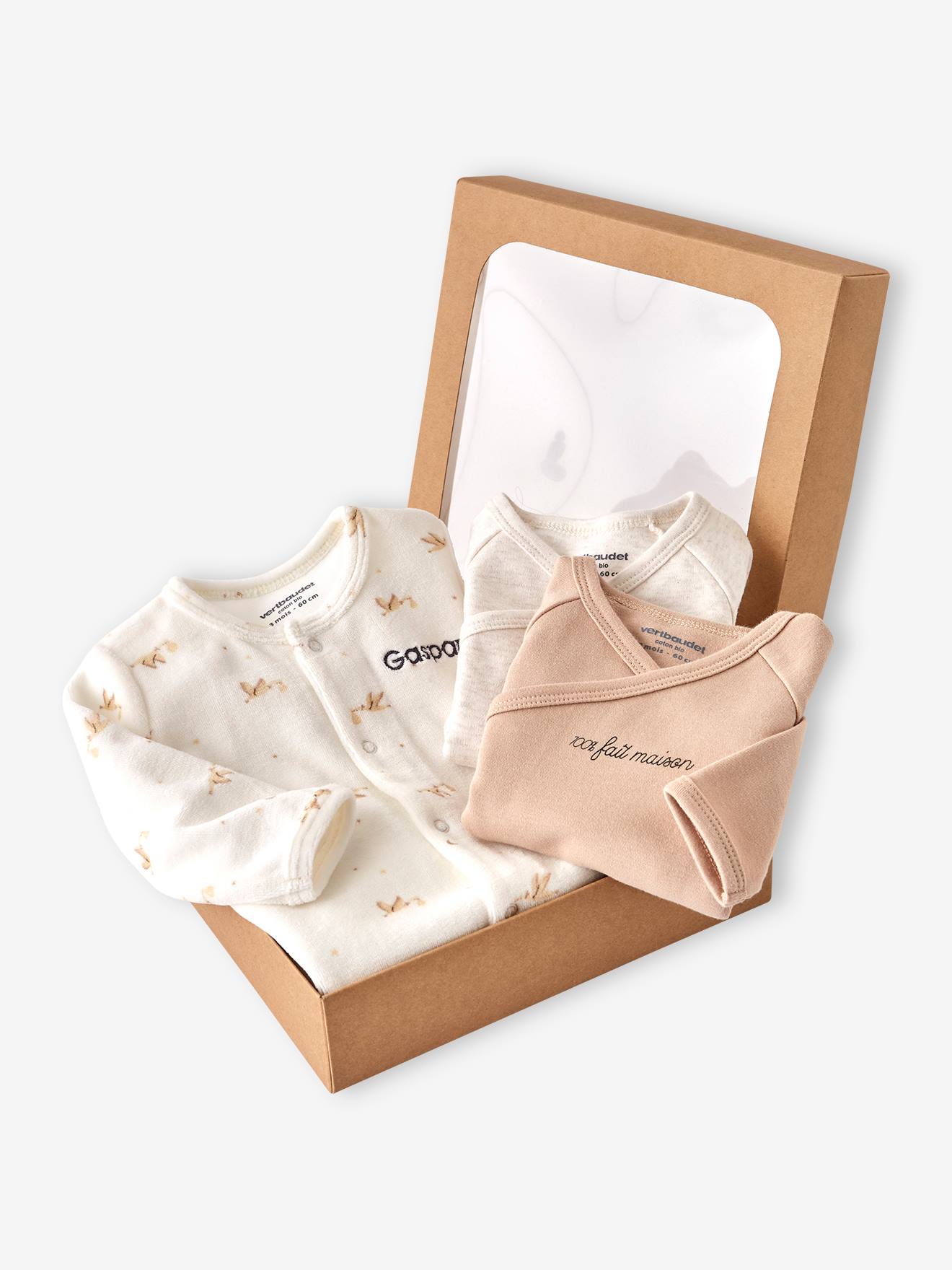 3-delige babyset met babyslaapzakje + 2 body's ecru afbeelding