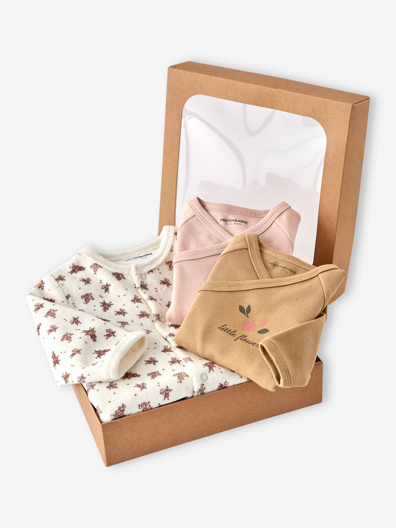 3-delige babyset met slaapzakje + 2 body's ecru afbeelding
