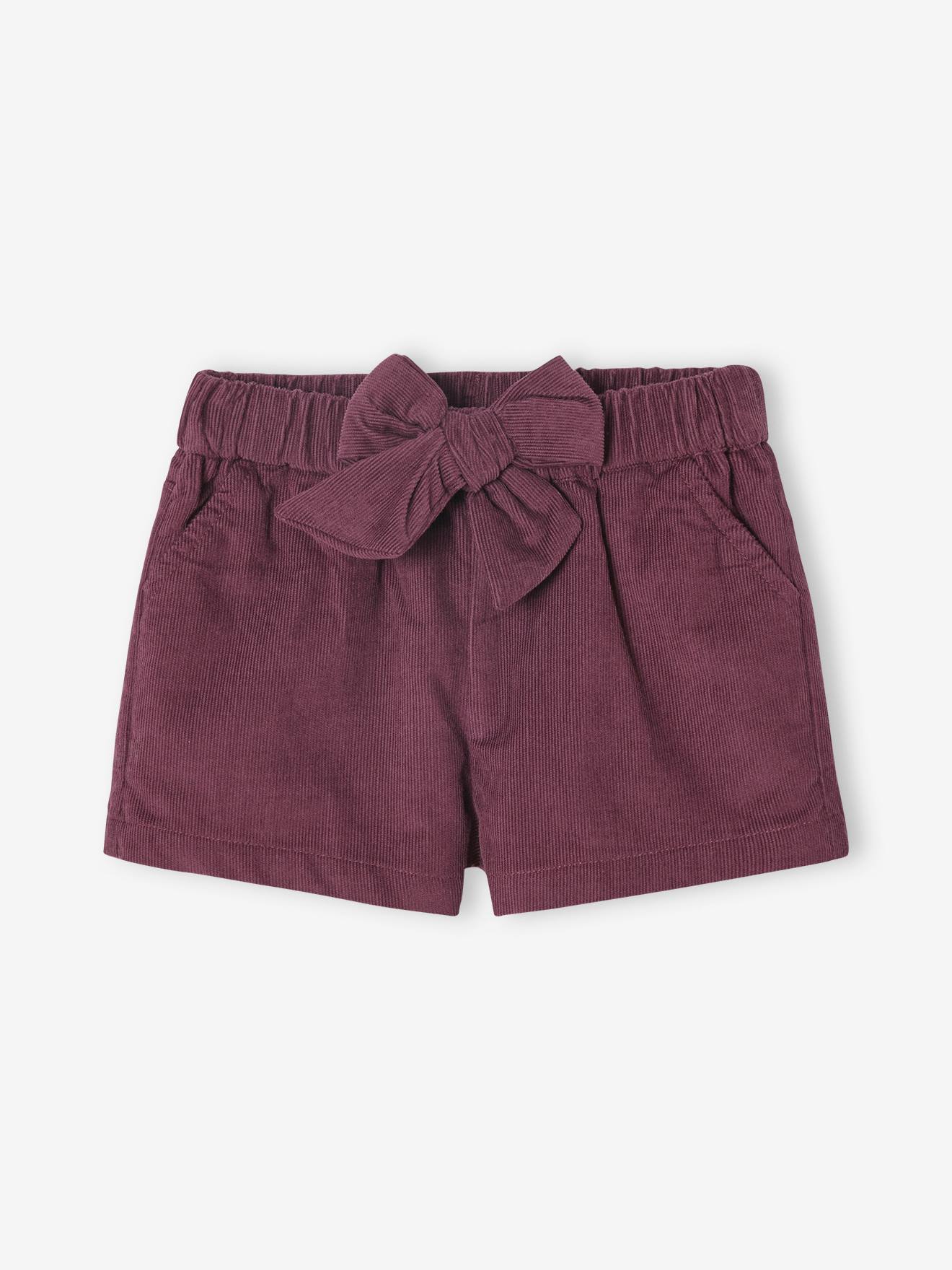 Baby short van ribfluweel aubergine afbeelding