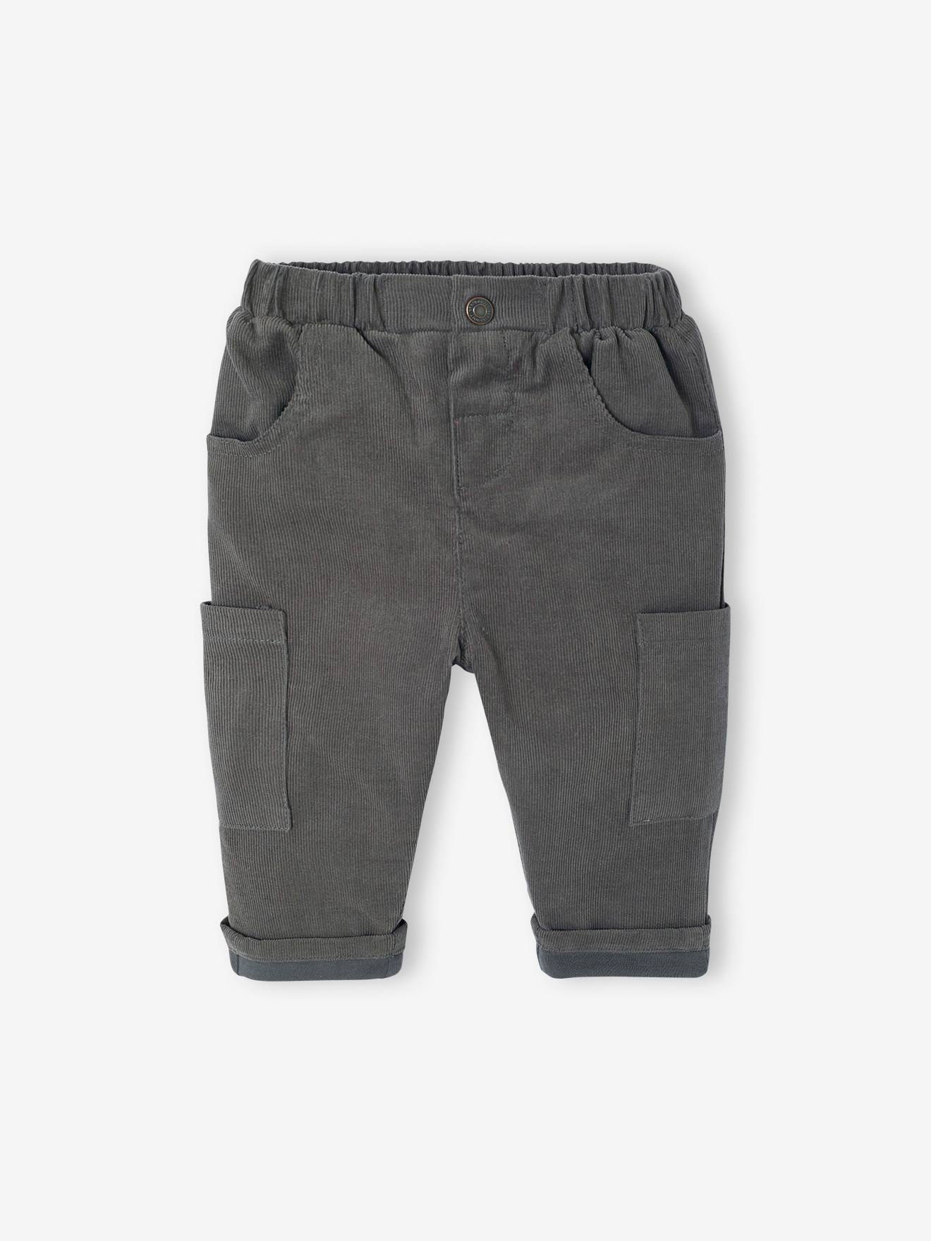 Babybroek met battle fit in fluweel/velours met voering antraciet afbeelding
