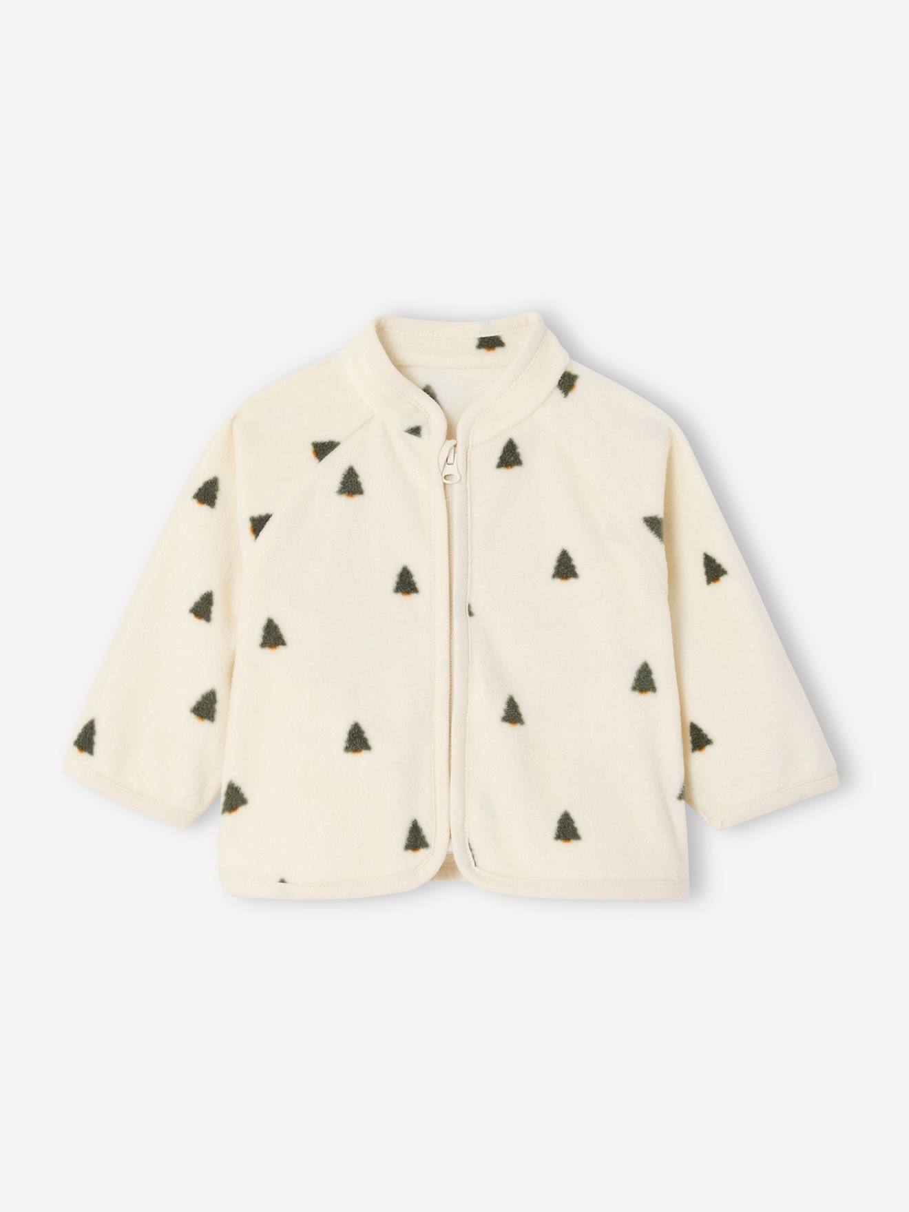 Babyvestje met rits van bedrukte fleece beige afbeelding
