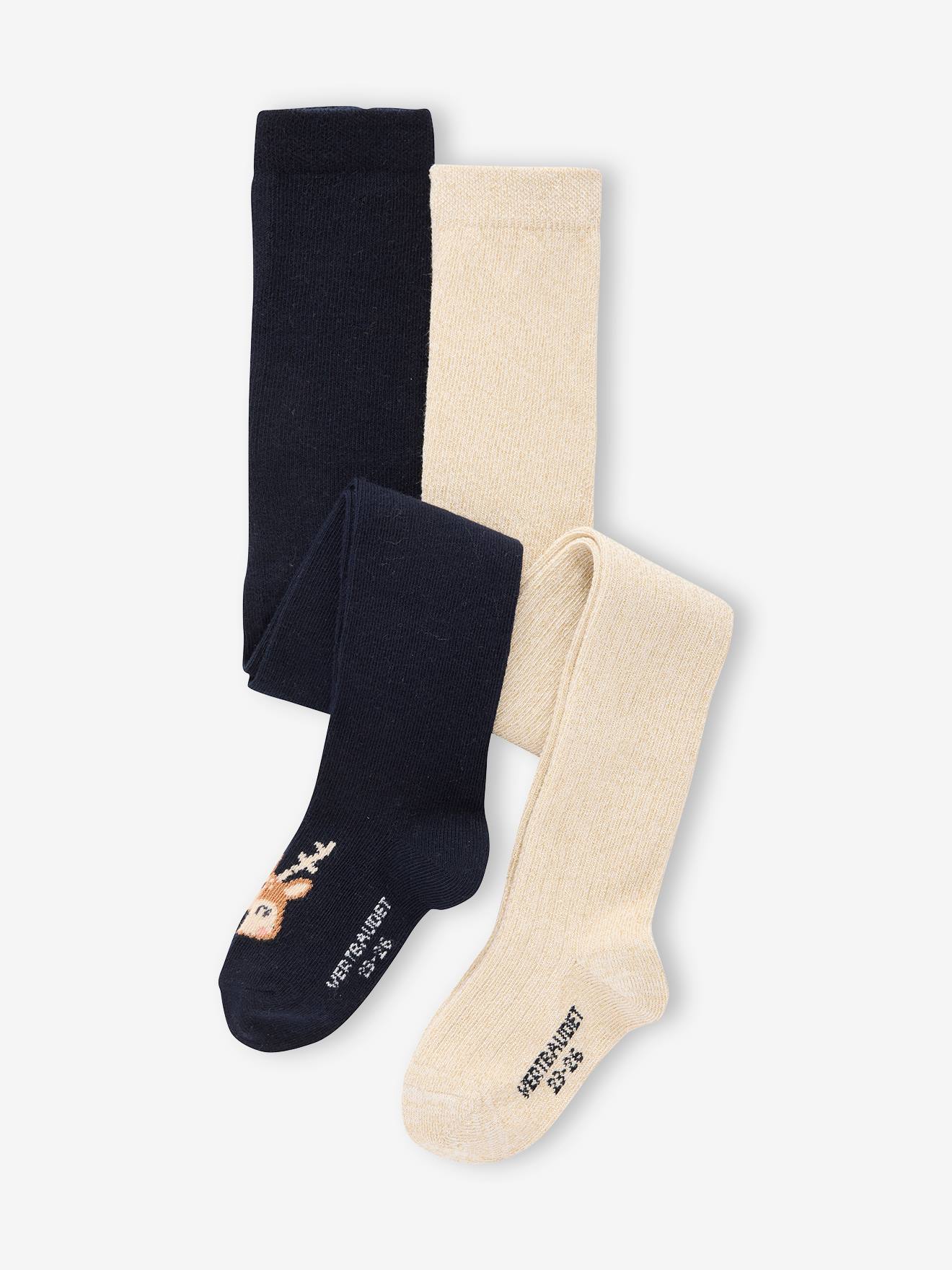 Set van 2 paar panty's Kerstmis babymeisje marineblauw