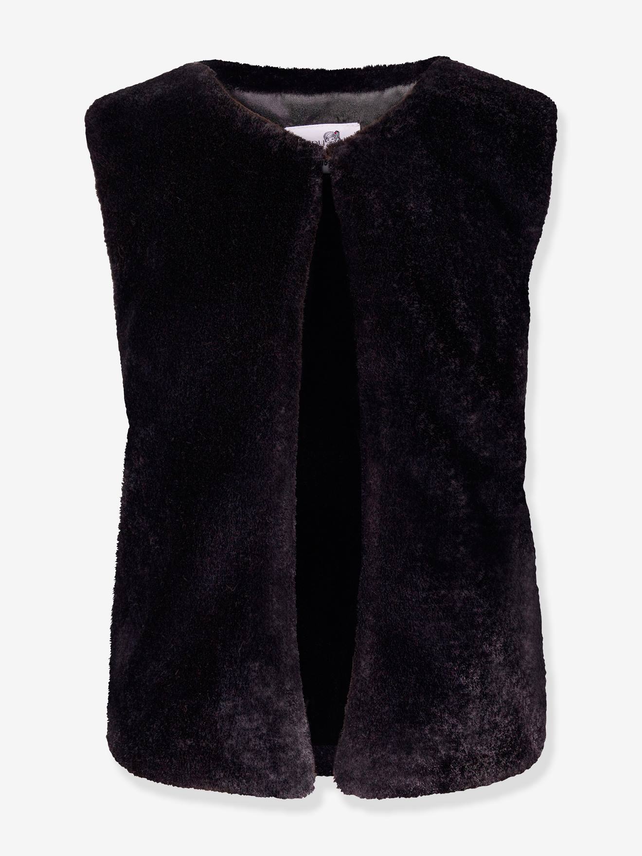 Vest van geweven bont HAPPY GIRLS Meisjes zwart