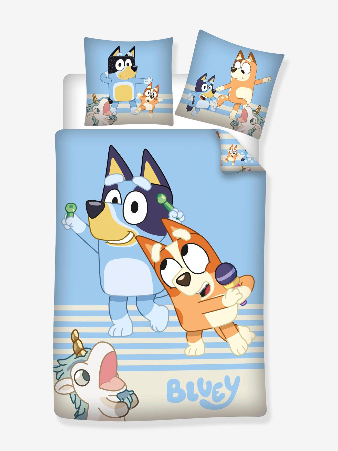 Eenhoorn dekbedovertrek en kussensloop BLUEY hemelsblauw
