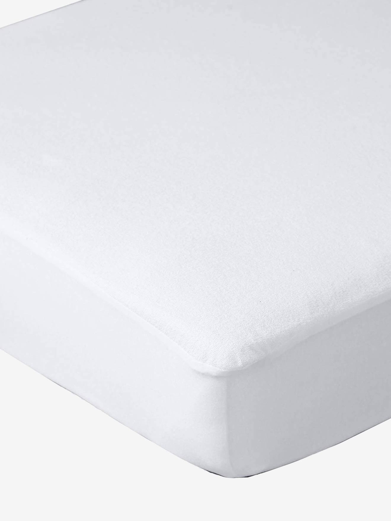 Matrasbeschermer van ondoorlaatbare badstof wit