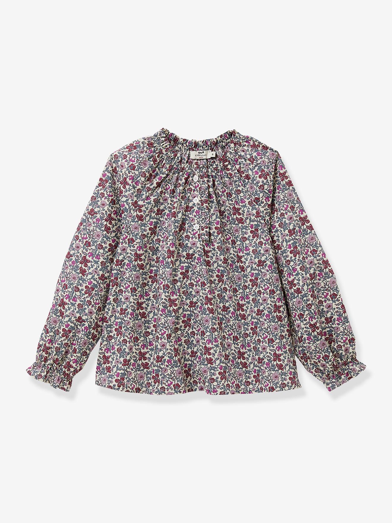 Blouse van Liberty Meadow-stof voor meisjes CYRILLUS rozen