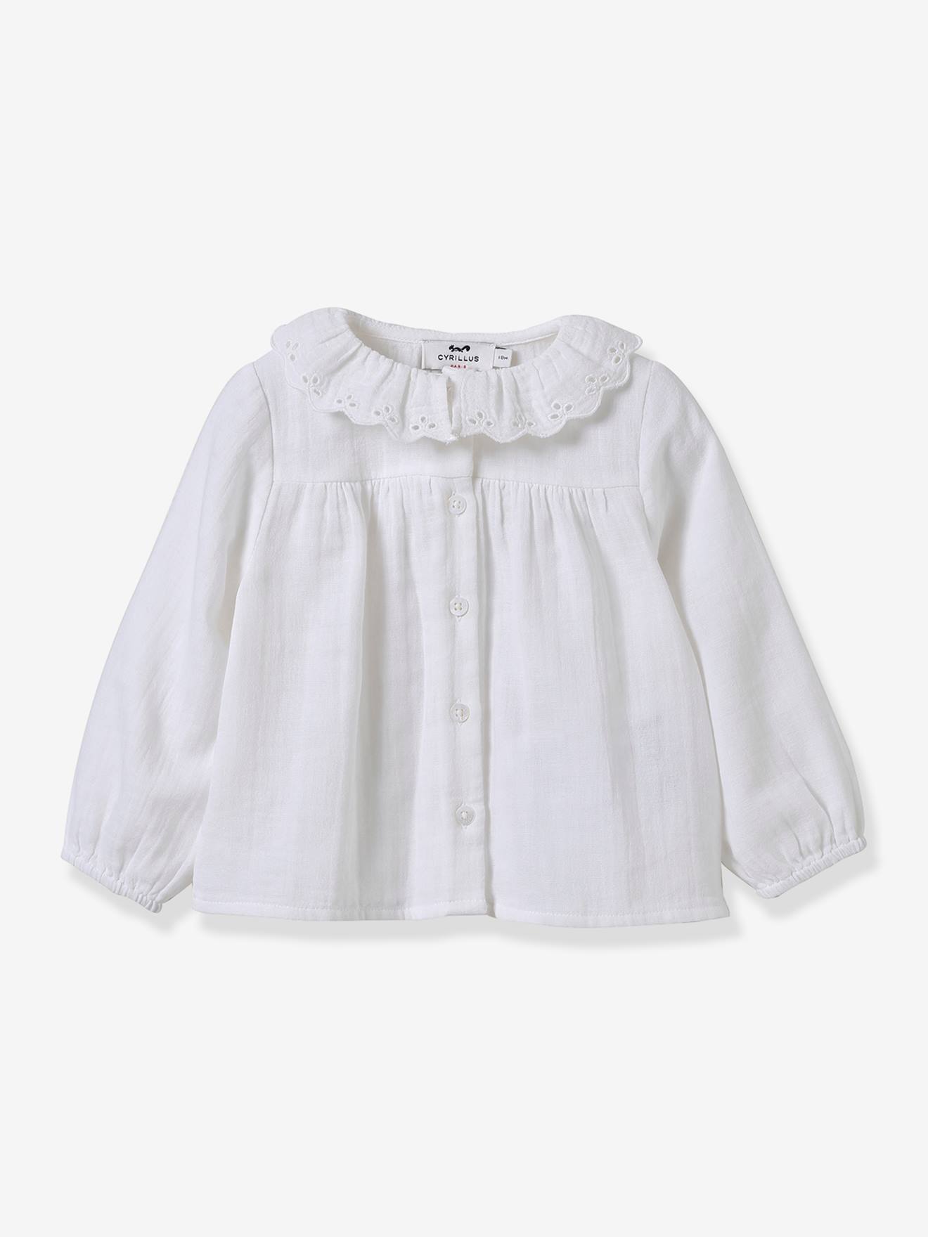 CYRILLUS baby blouse van katoenen gaas ecru afbeelding