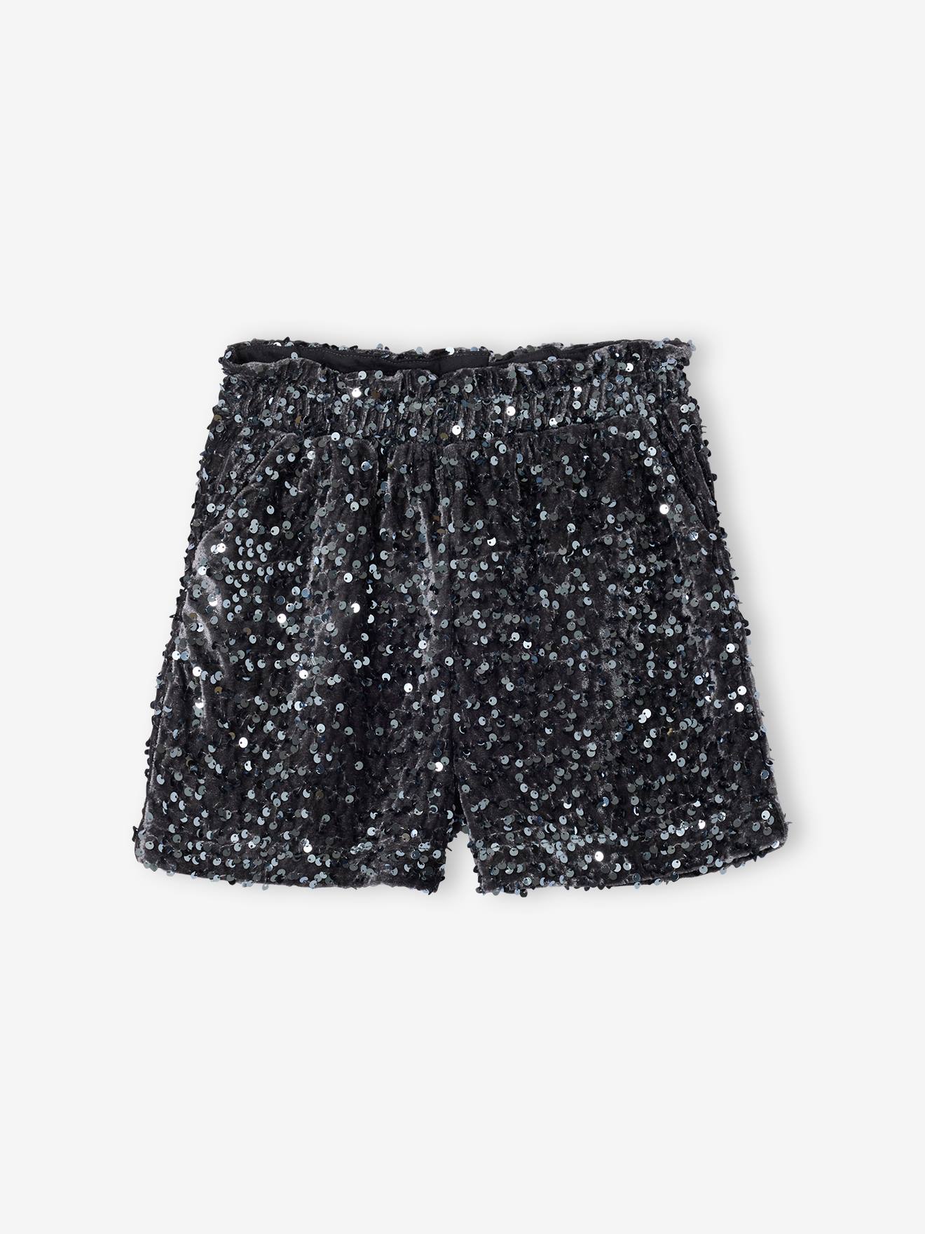 Kerst short voor meisjes met pailletten zilver afbeelding