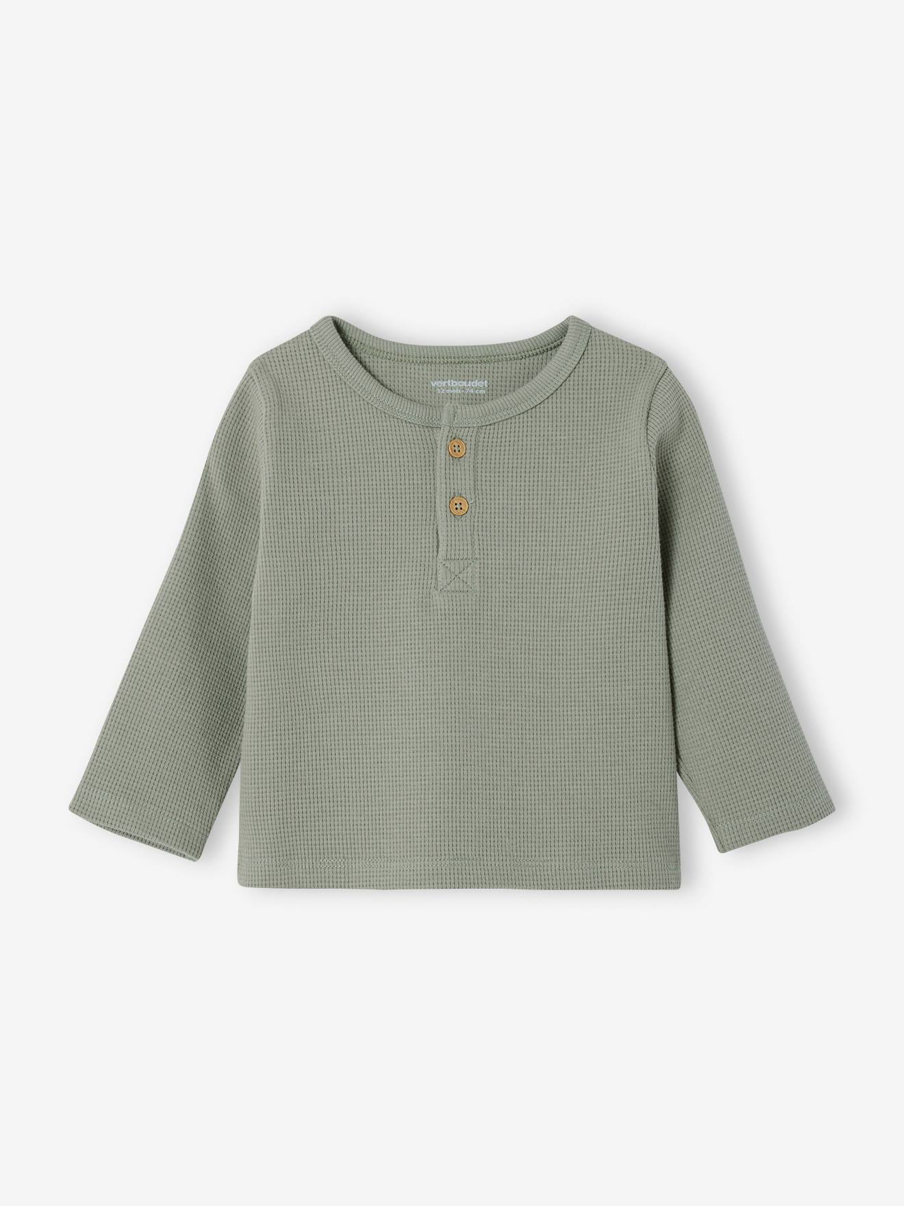 T-shirt baby lange mouwen honingraat saliegroen afbeelding