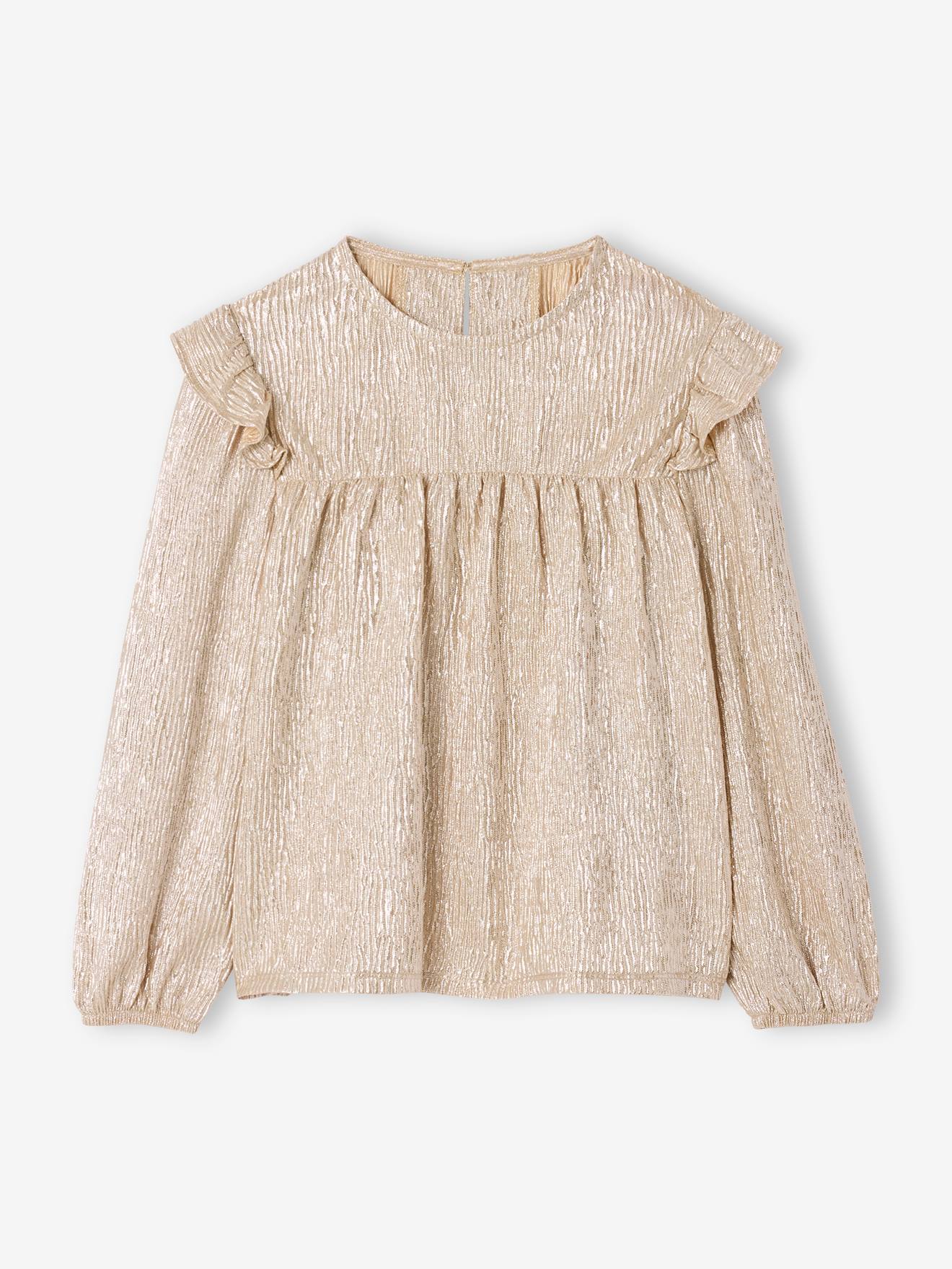 T-shirt Kerstmis meisjes lange mouwen goud afbeelding
