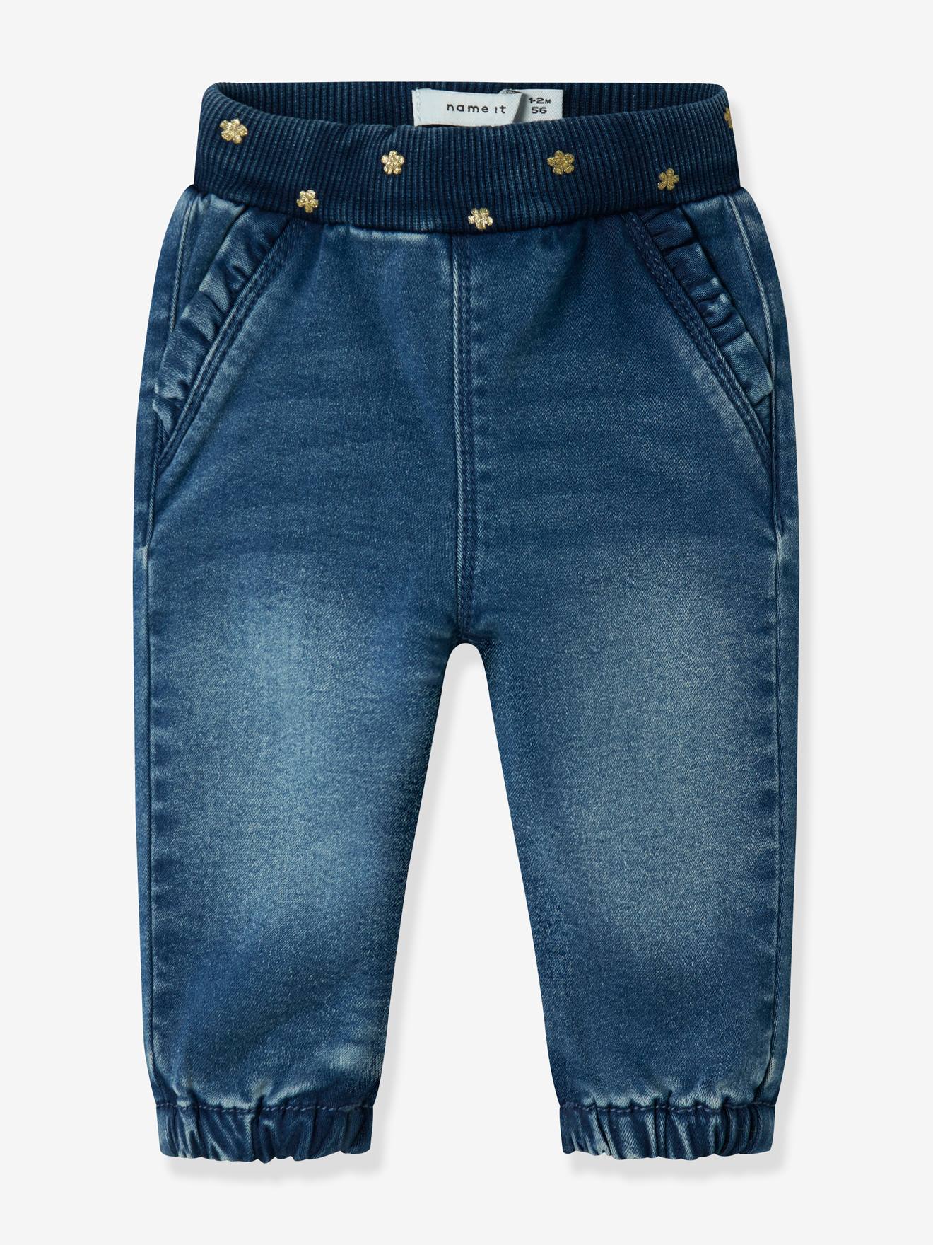 Body voor baby's van gerecycled katoen jeansblauw afbeelding