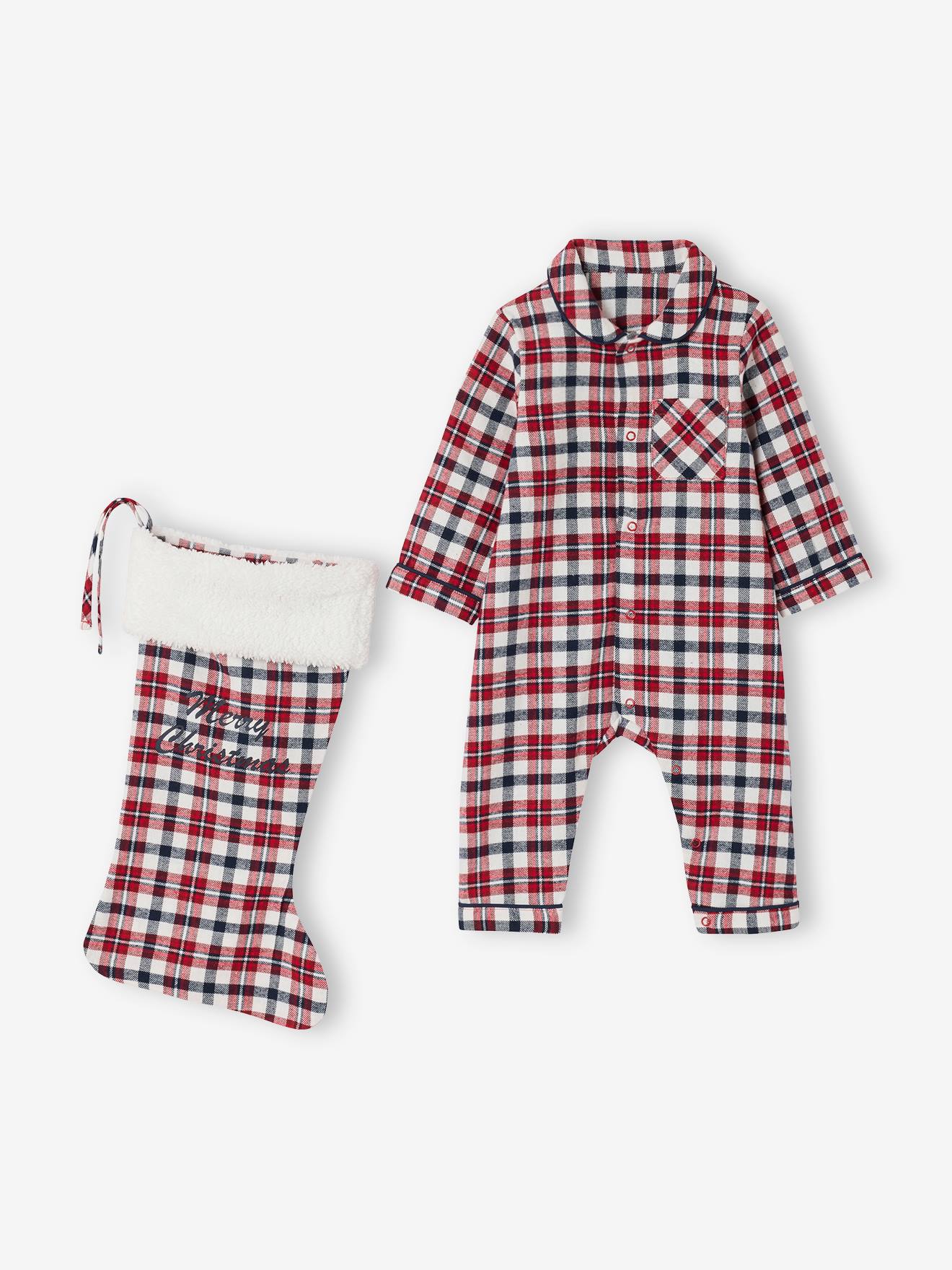 Geruit babypakje + sokken rood afbeelding