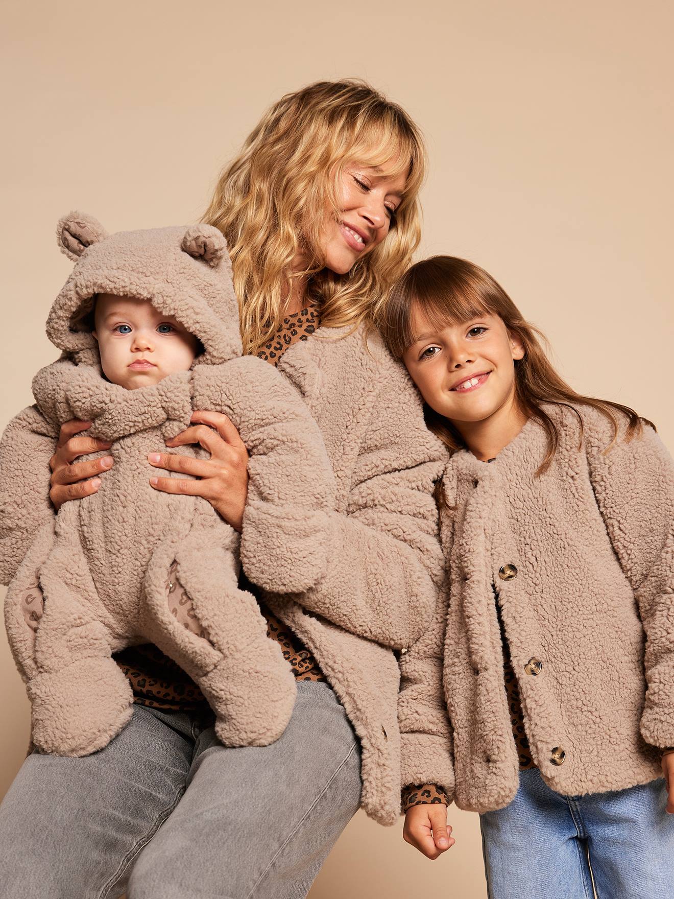 Sherpajas met luipaardvoering, capsulecollectie moeder-dochter ENVIE DE FRAISE taupe afbeelding