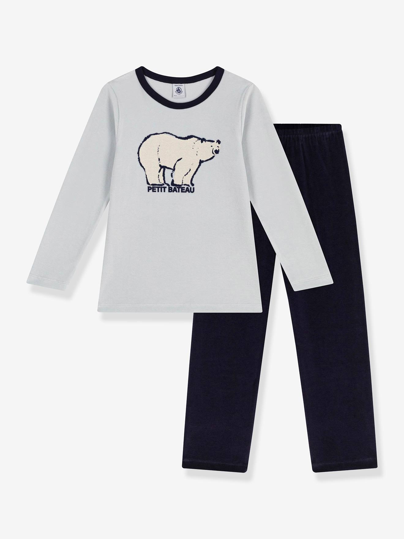 Kinderpyjama in fluweel / velours PETIT BATEAU grijs afbeelding