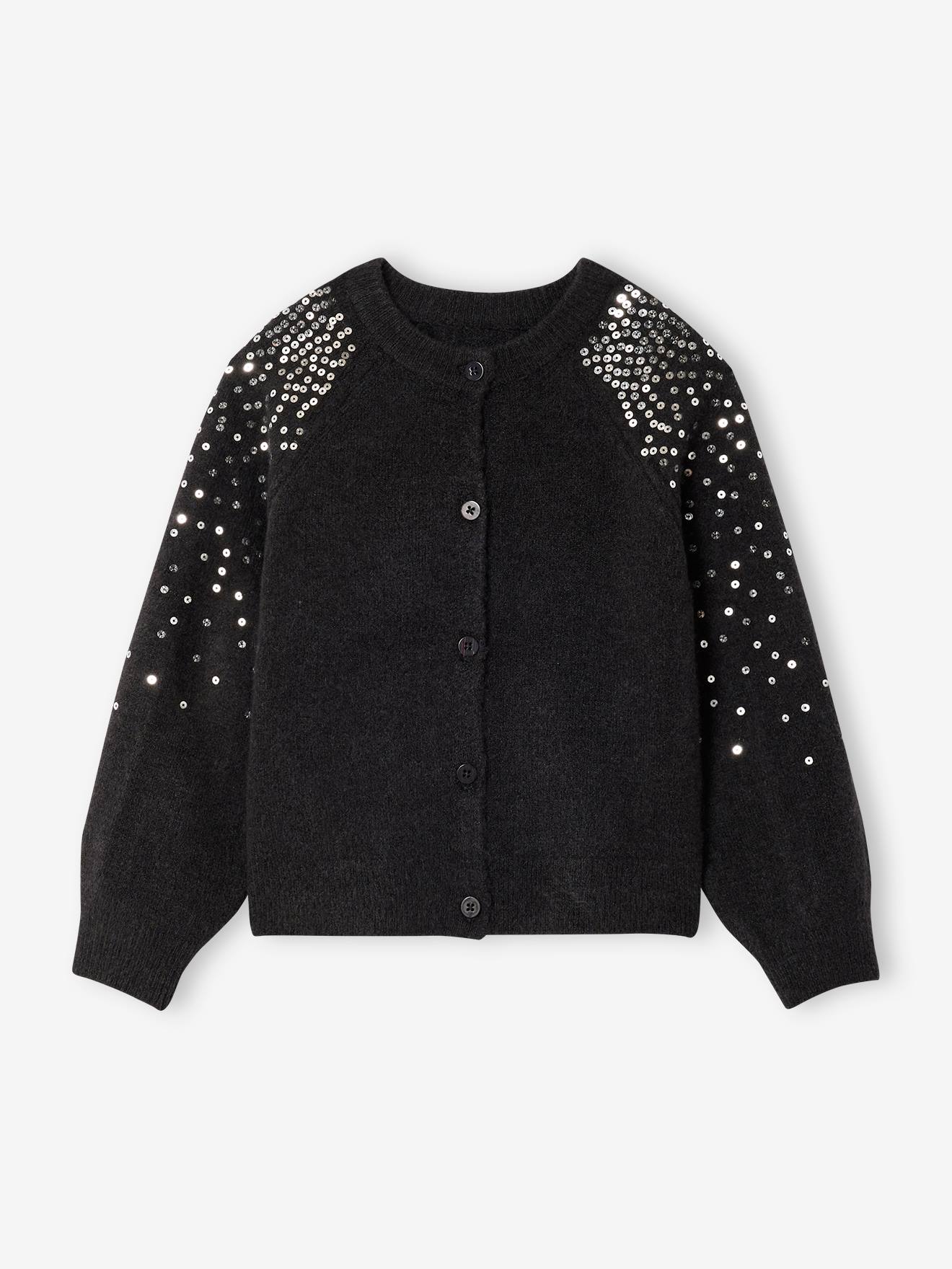 Kerstvestje met pailletten voor meisjes antraciet afbeelding