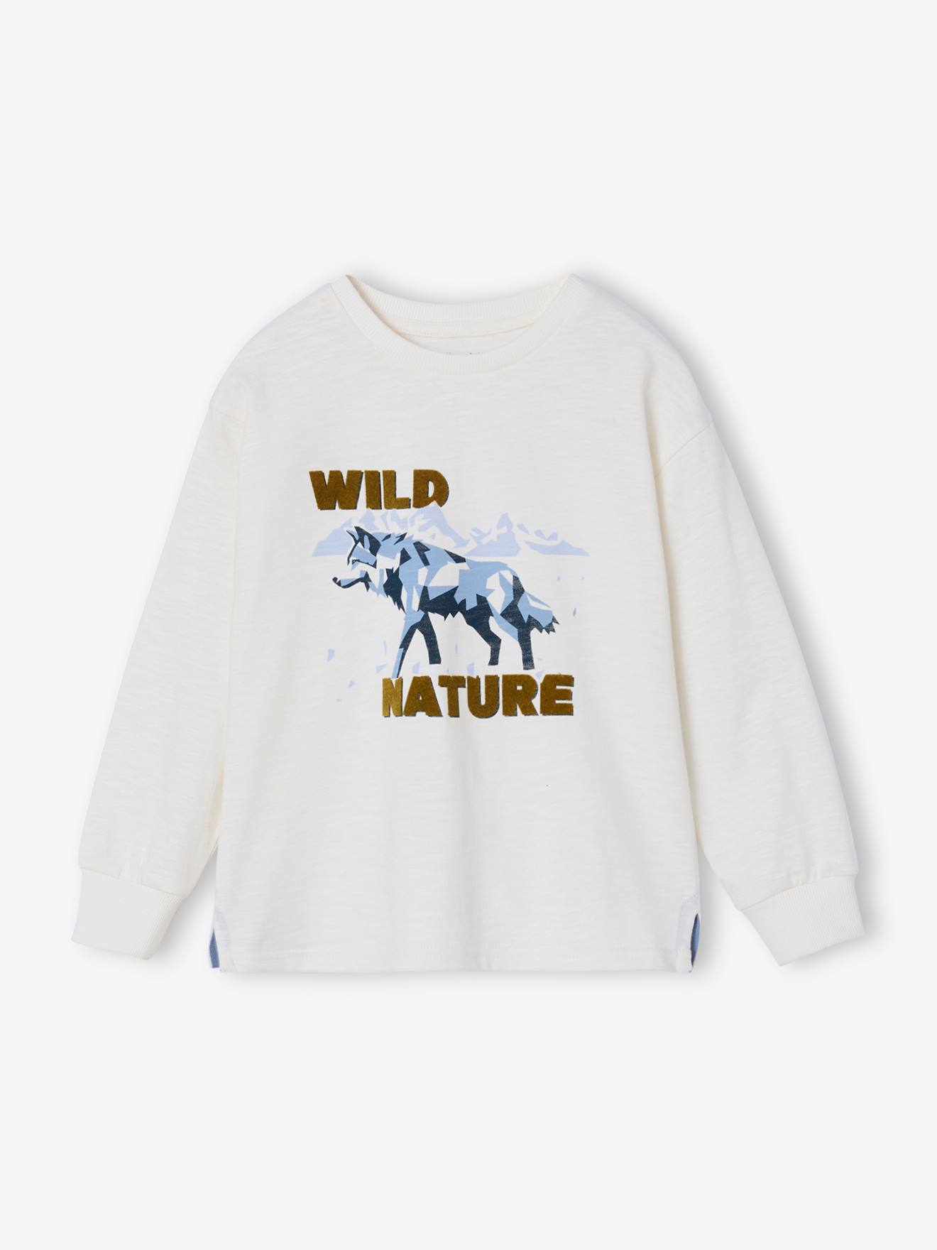 T-shirt met lange mouwen voor jongens ecru afbeelding