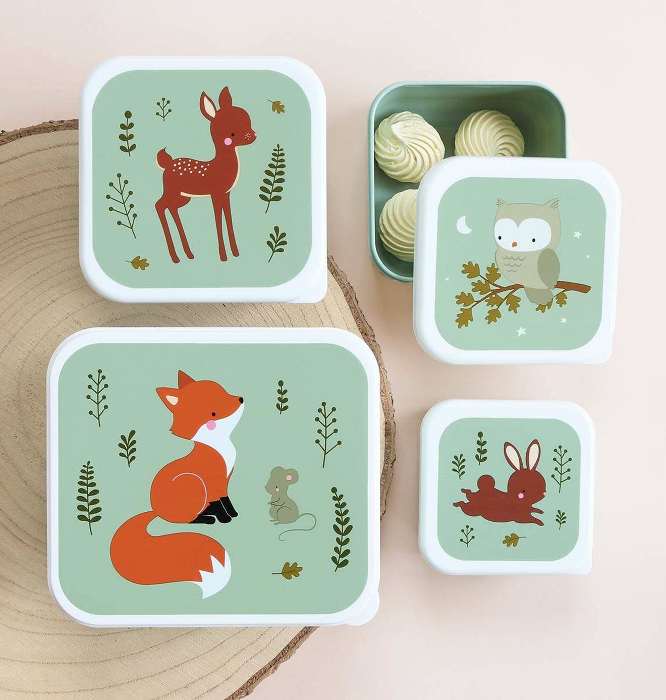 Set van 4 lunchboxen voor kinderen AMIS DE LA FORÊT A Little Lovely Company mintgroen