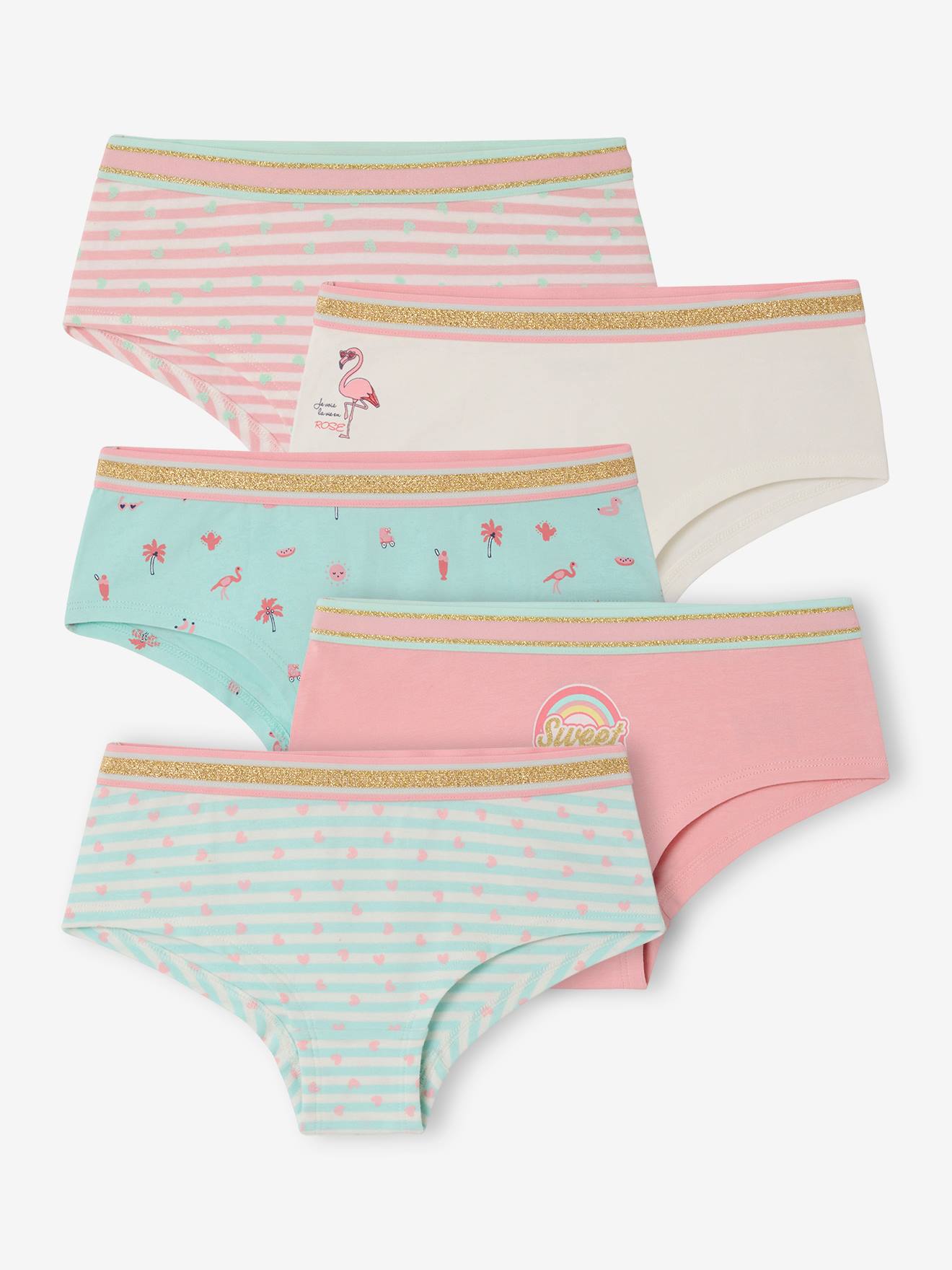 Set van 5 shorties voor meisjes Oeko-Tex® blauwe en roze set afbeelding